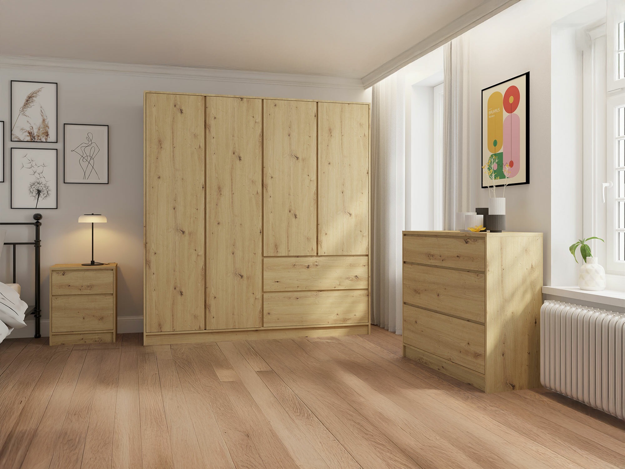 Armoire Mervese 104 (Chêne Artisan)