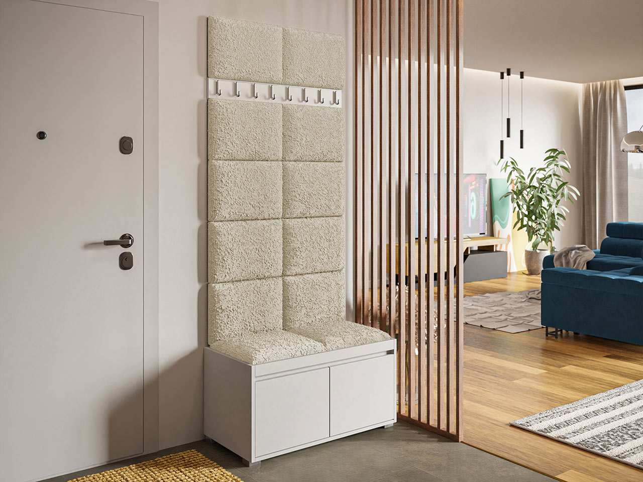 Meuble d'entrée Comfivo Pinus IV (Blanc + Abriamo 03)