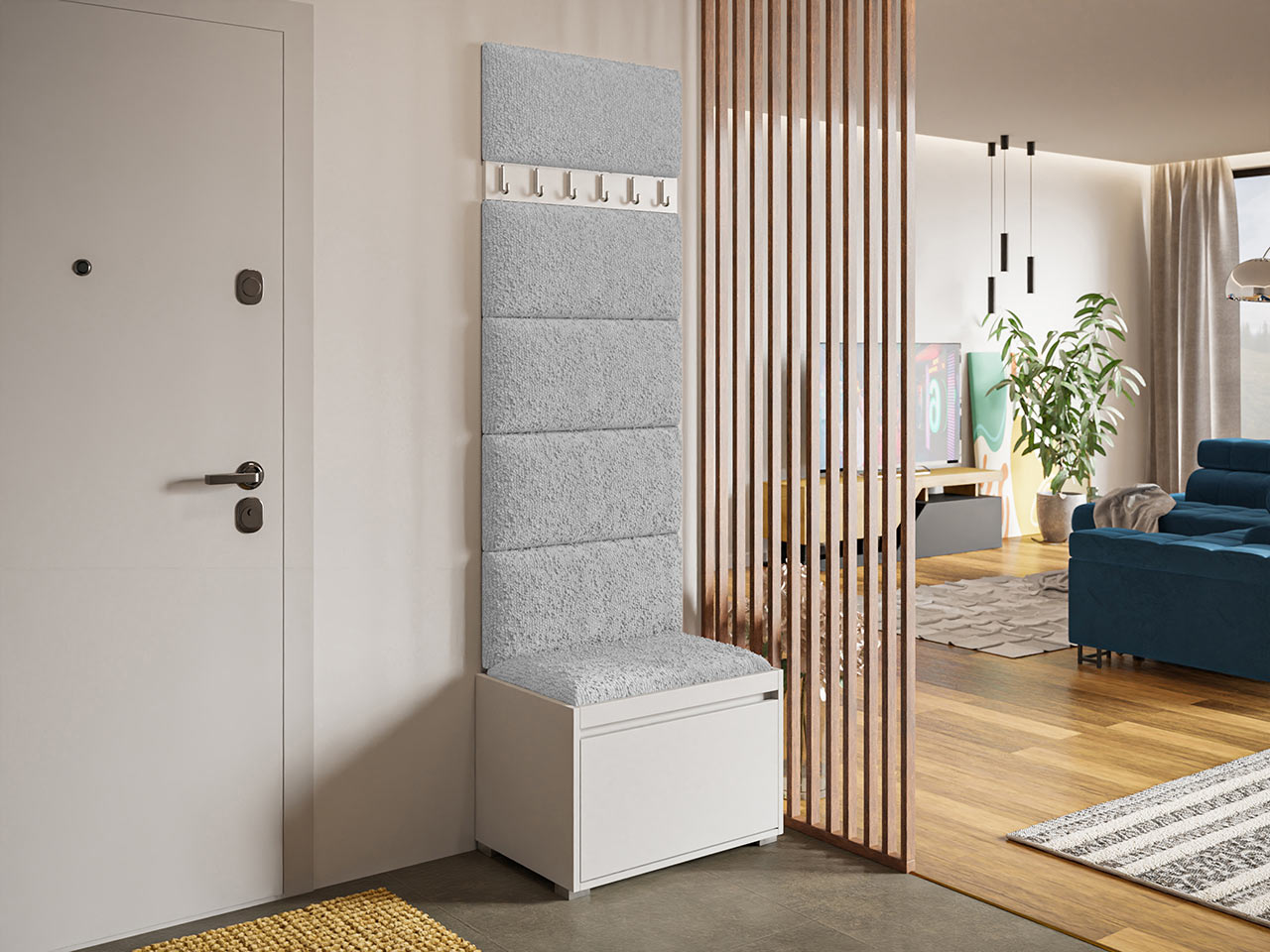 Meuble d'entrée Comfivo Pinus V (Blanc + Abriamo 06)
