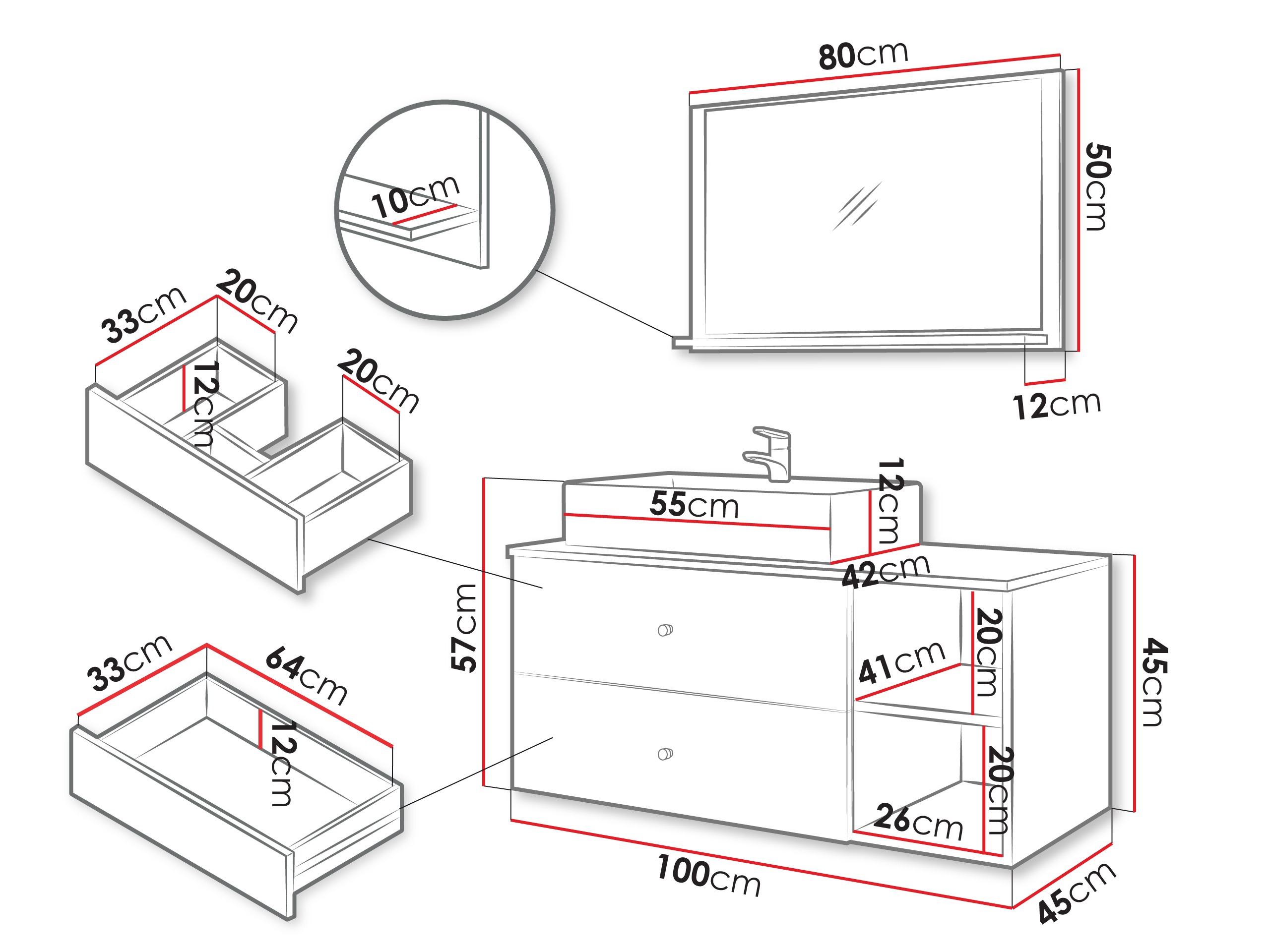 Ensemble de salle de bain Ophruvi 100 (Brun clair)