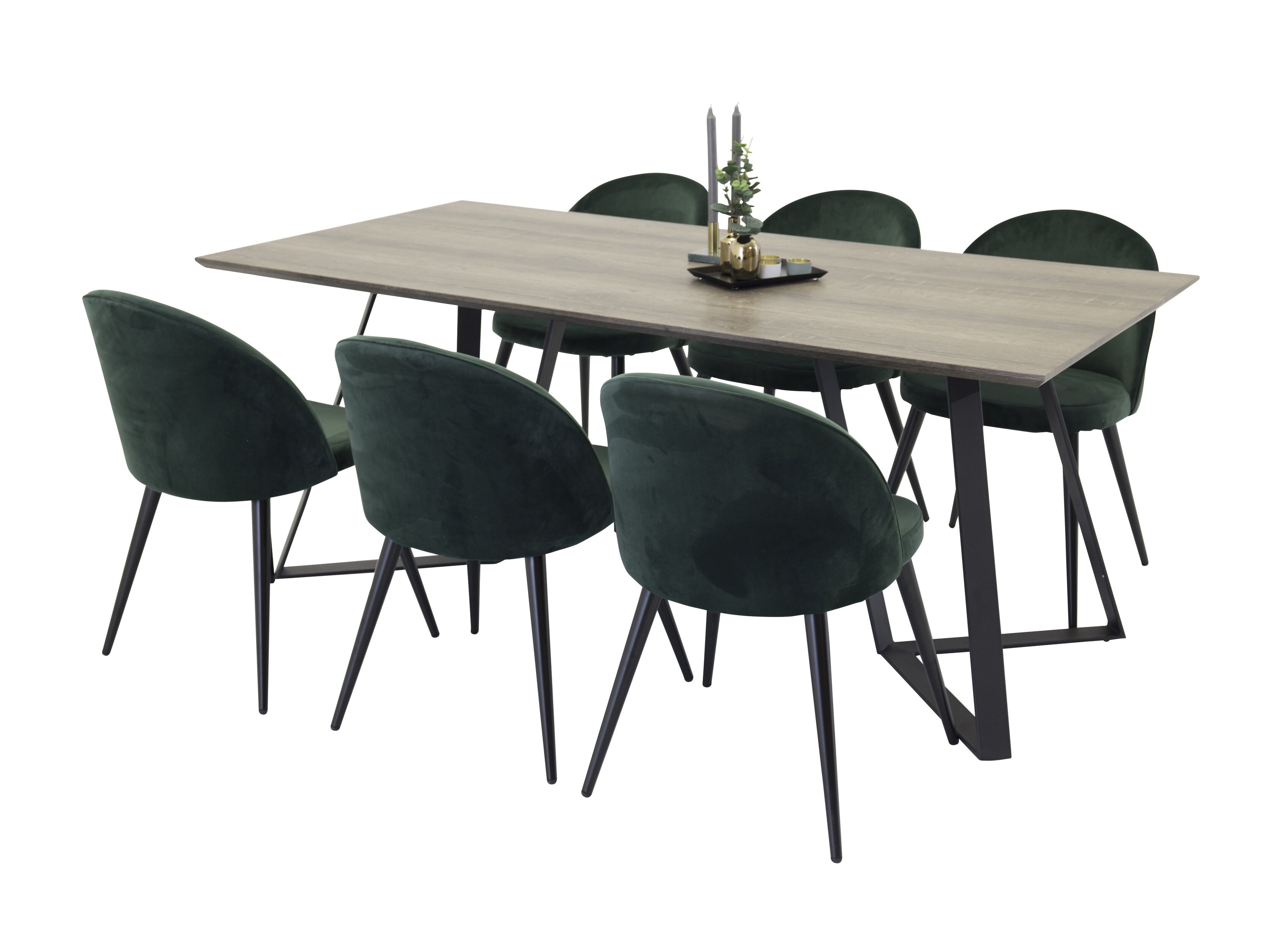 Salle à manger complète Dallas 340 (Vert + Noir)