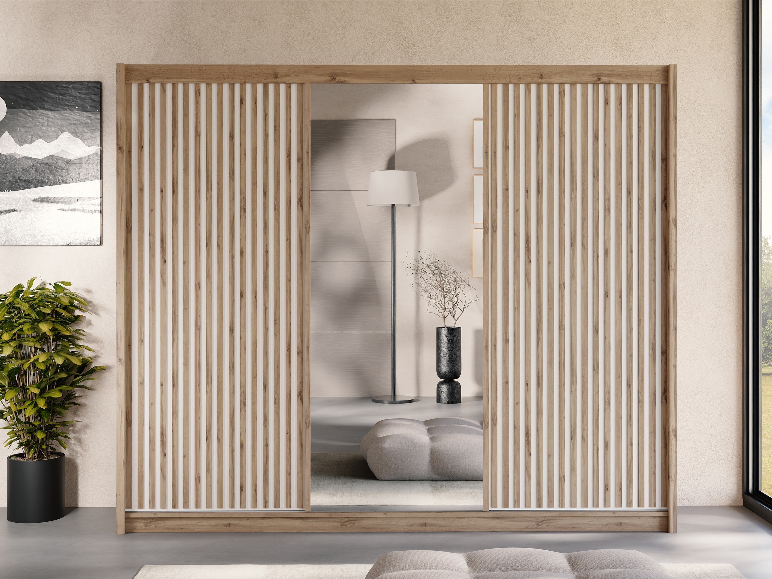 Armoire Honolulu 275 (Chêne wotan + Blanc)