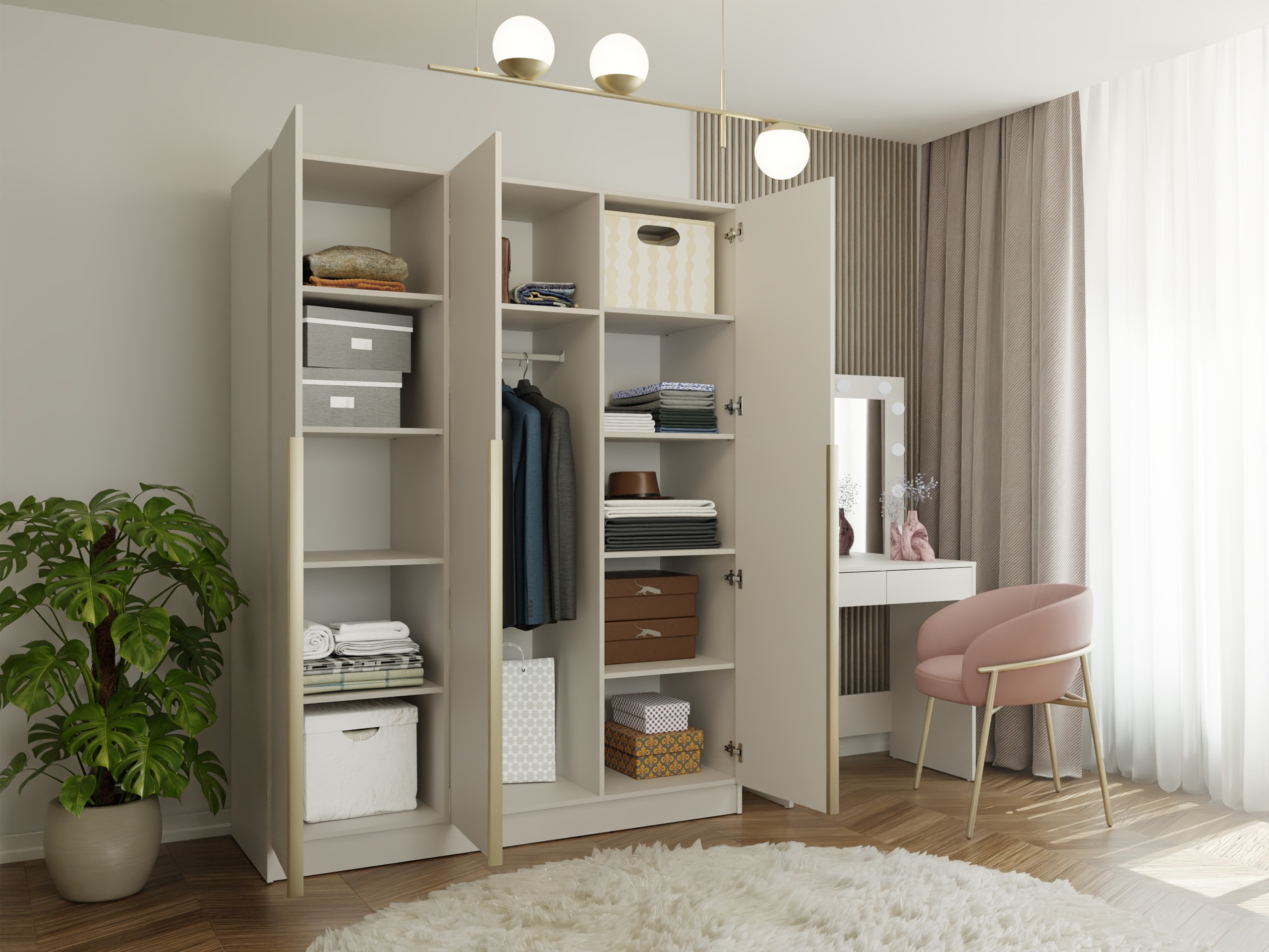 Armoire Mandeville 369 (Cachemire + Doré)