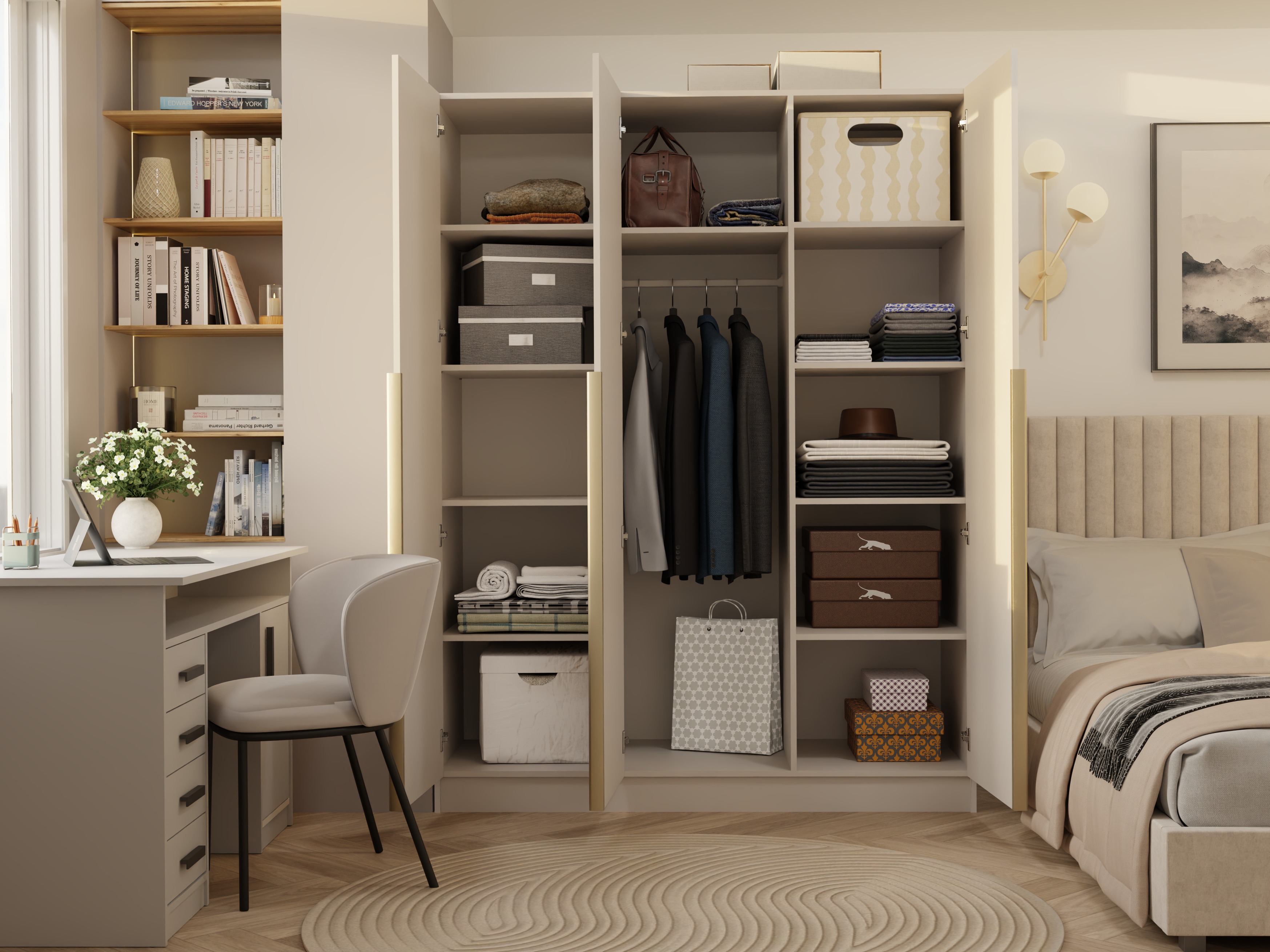 Armoire Mandeville 369 (Cachemire + Doré)