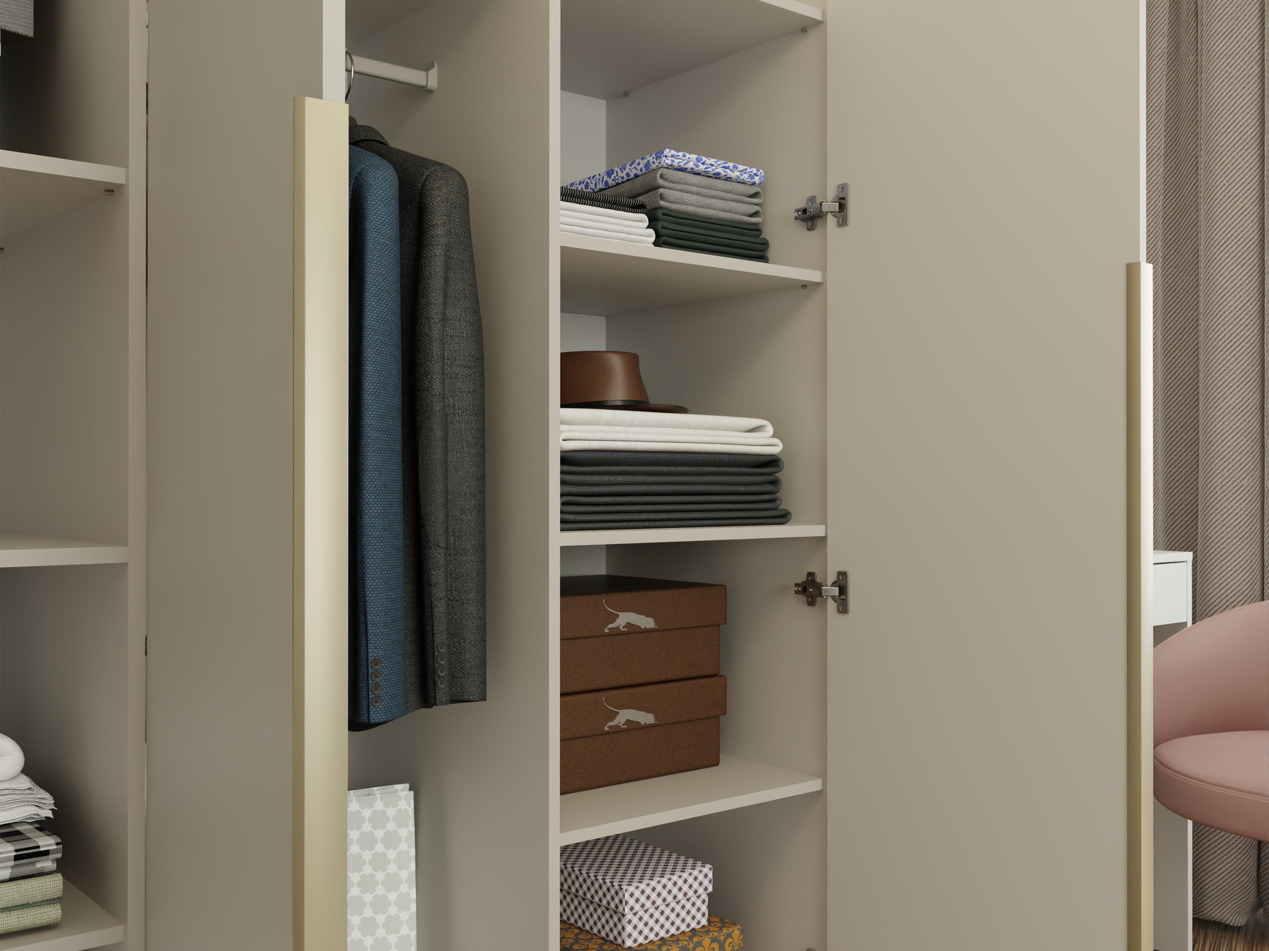 Armoire Mandeville 369 (Cachemire + Doré)
