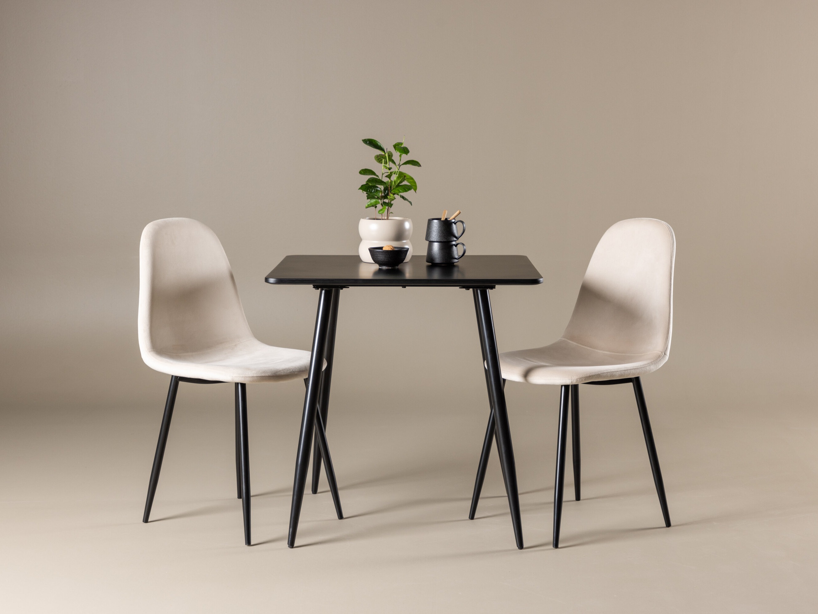 Salle à manger complète Dallas 4909 (Beige + Noir)