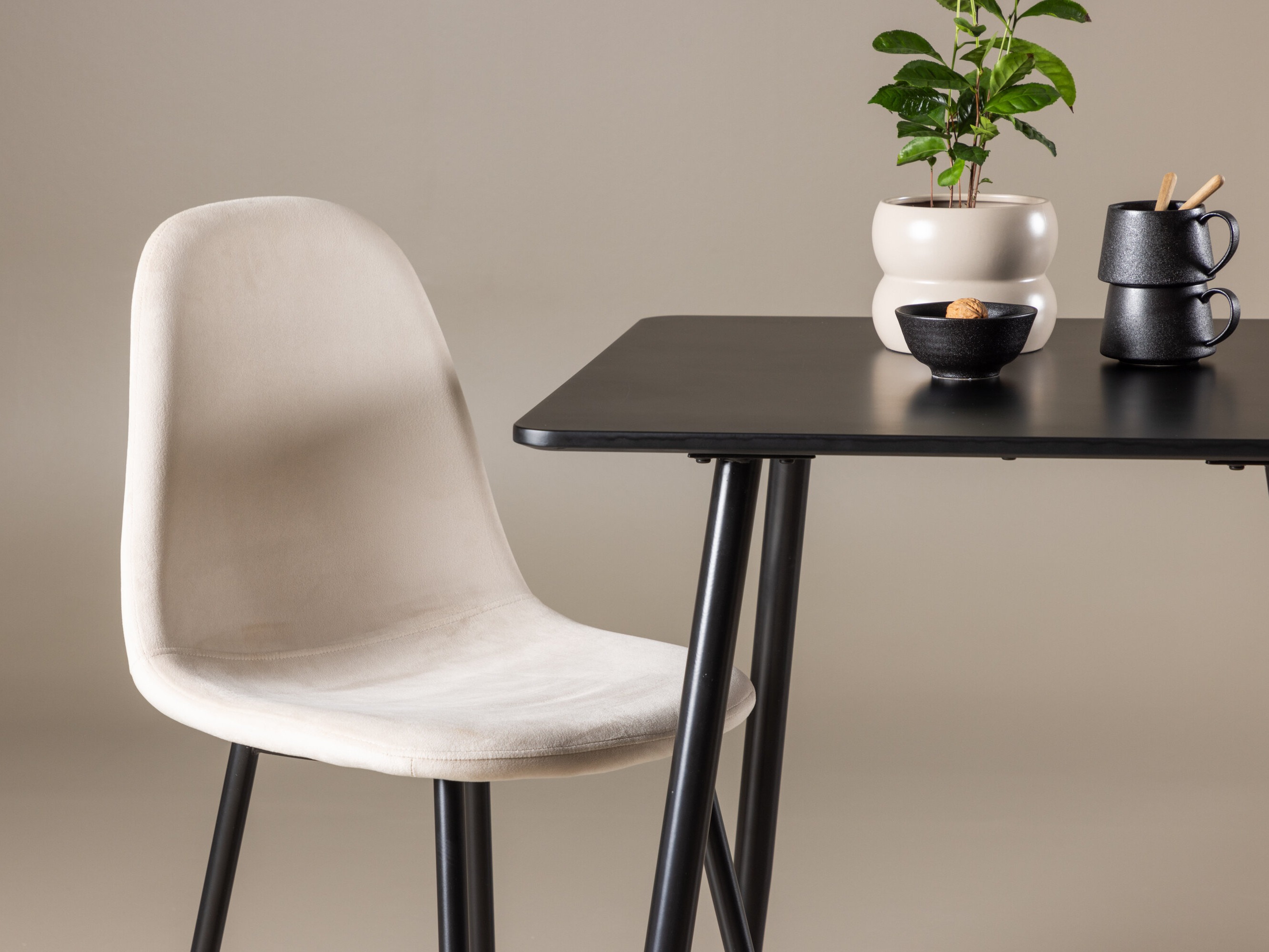Salle à manger complète Dallas 4909 (Beige + Noir)