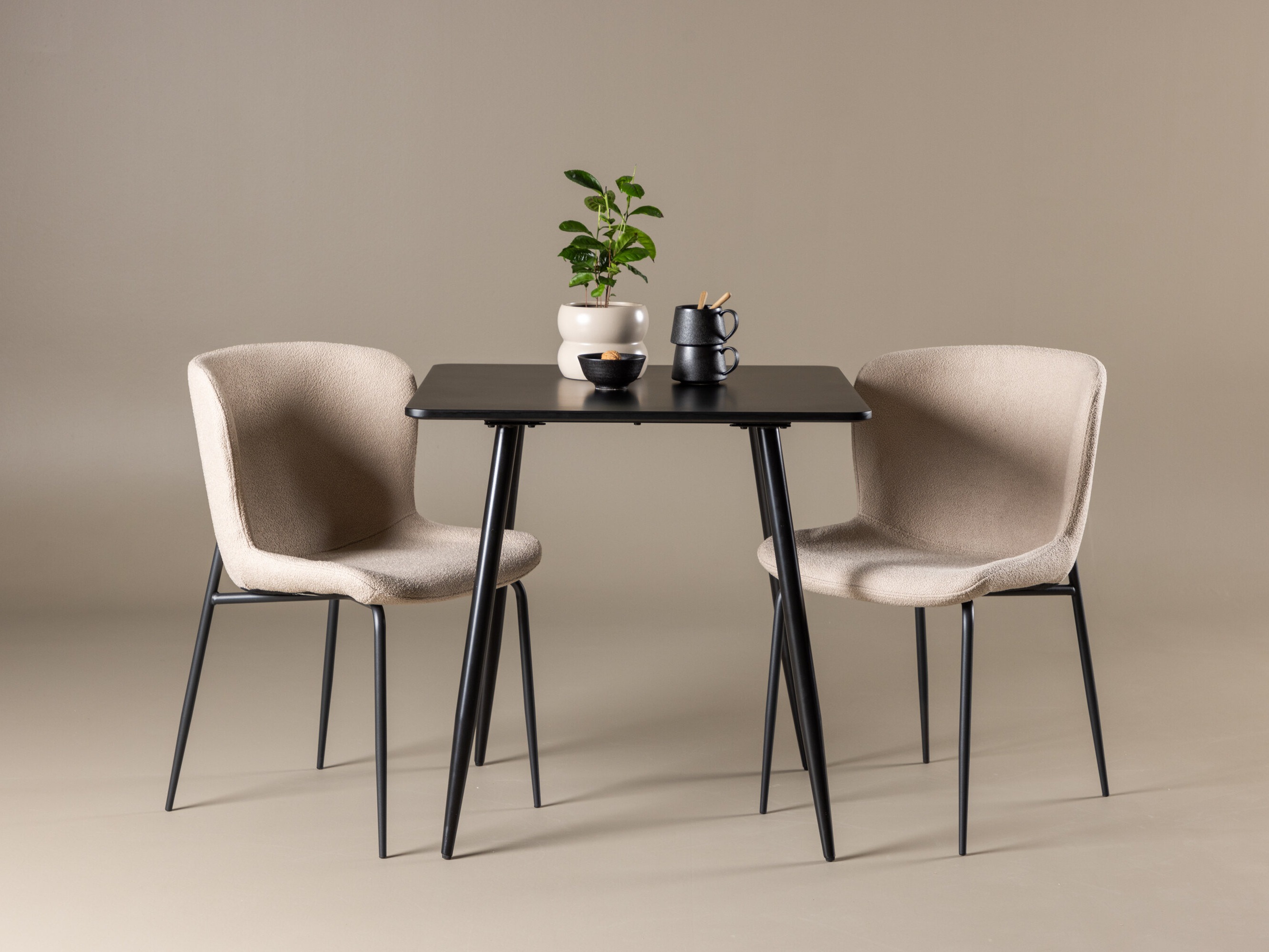 Salle à manger complète Dallas 4910 (Noir + Beige)