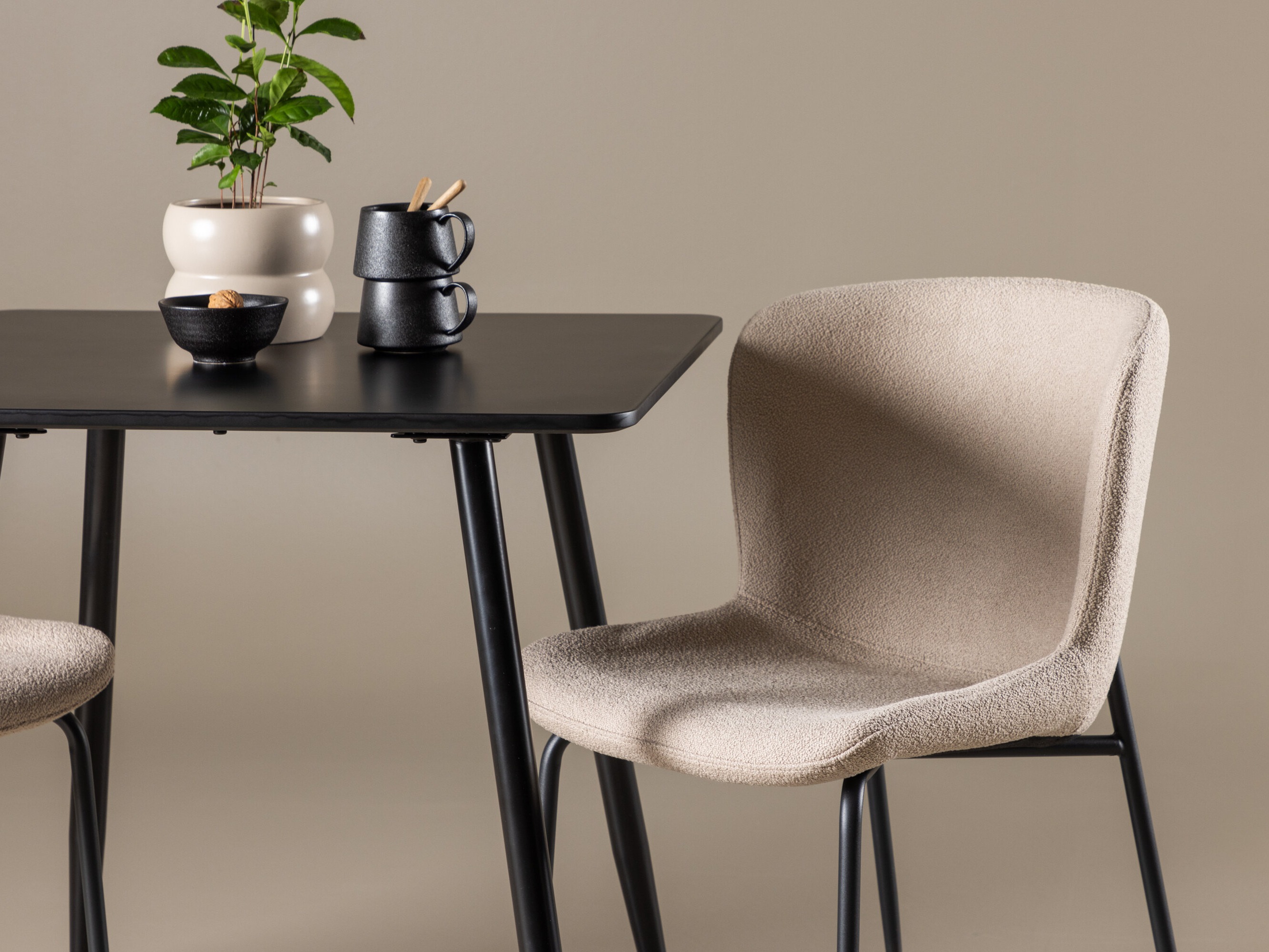 Salle à manger complète Dallas 4910 (Noir + Beige)