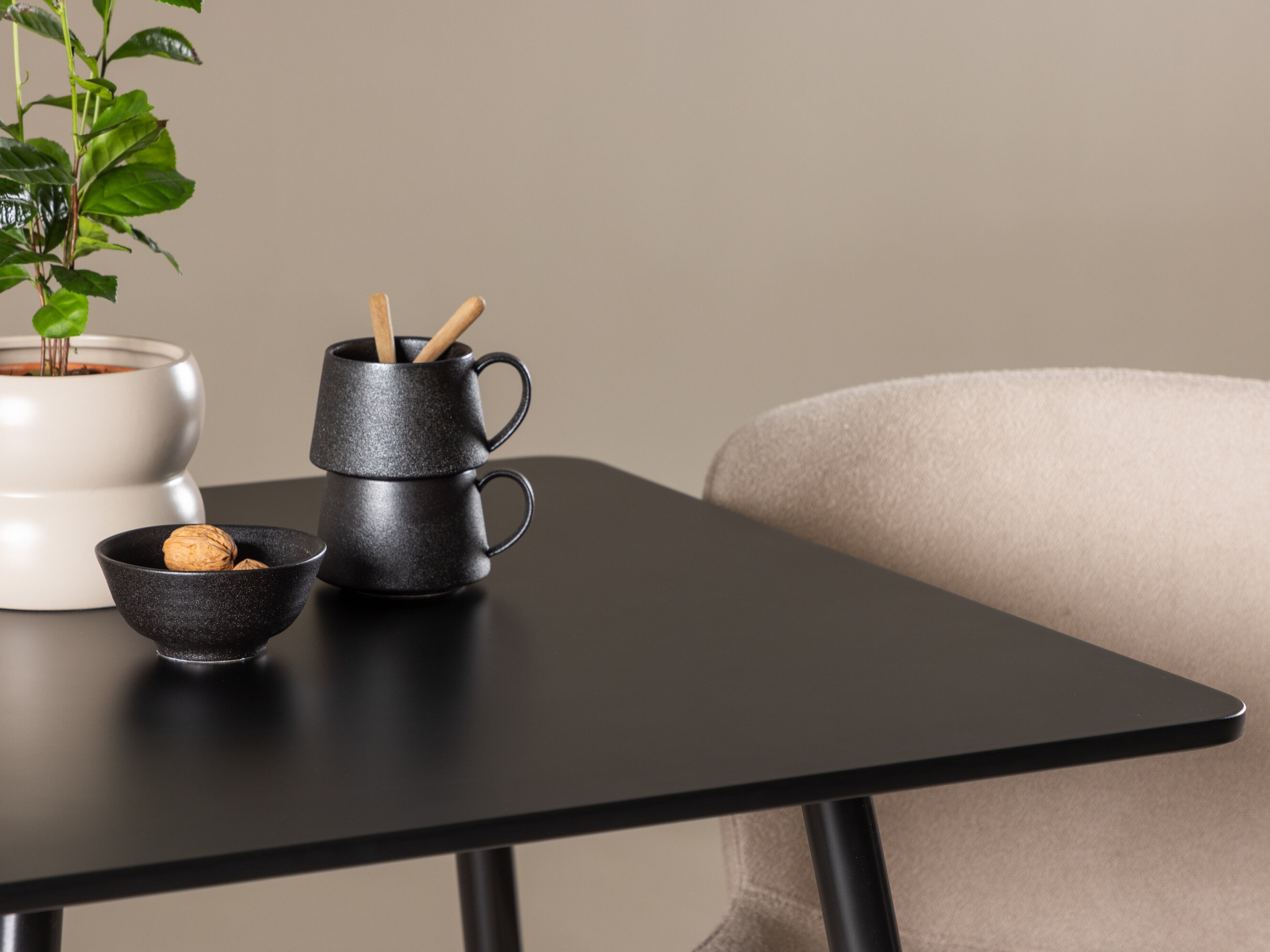 Salle à manger complète Dallas 4910 (Noir + Beige)