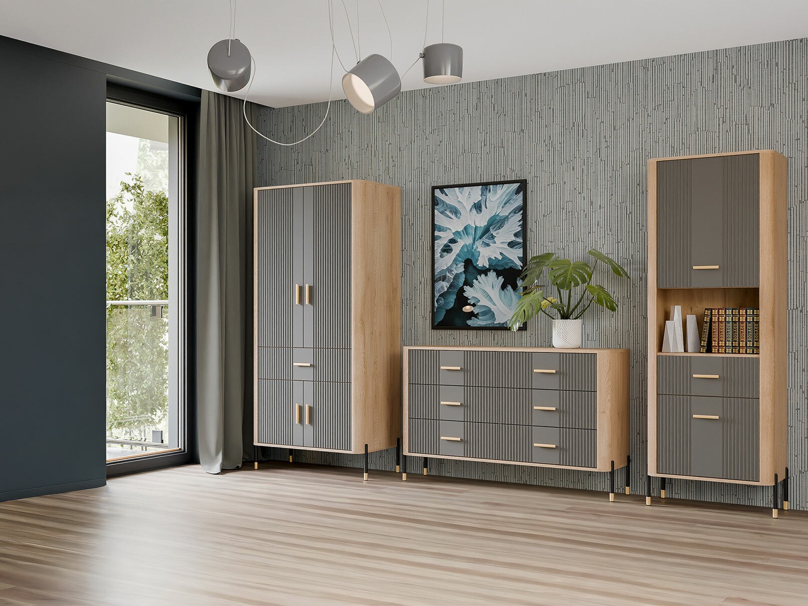 Armoire Flosora 133 (Gris)