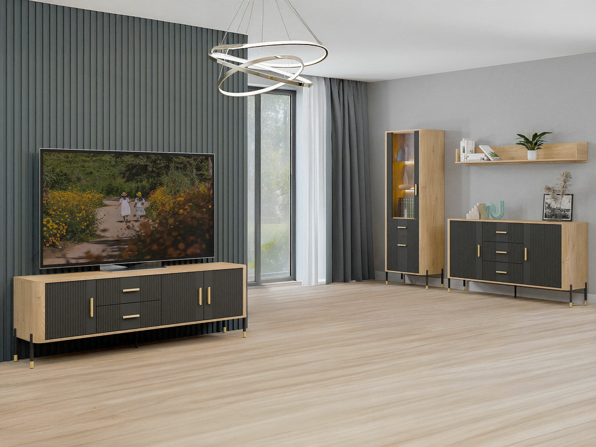 Ensemble de salon Flosora 148 (Anthracite)