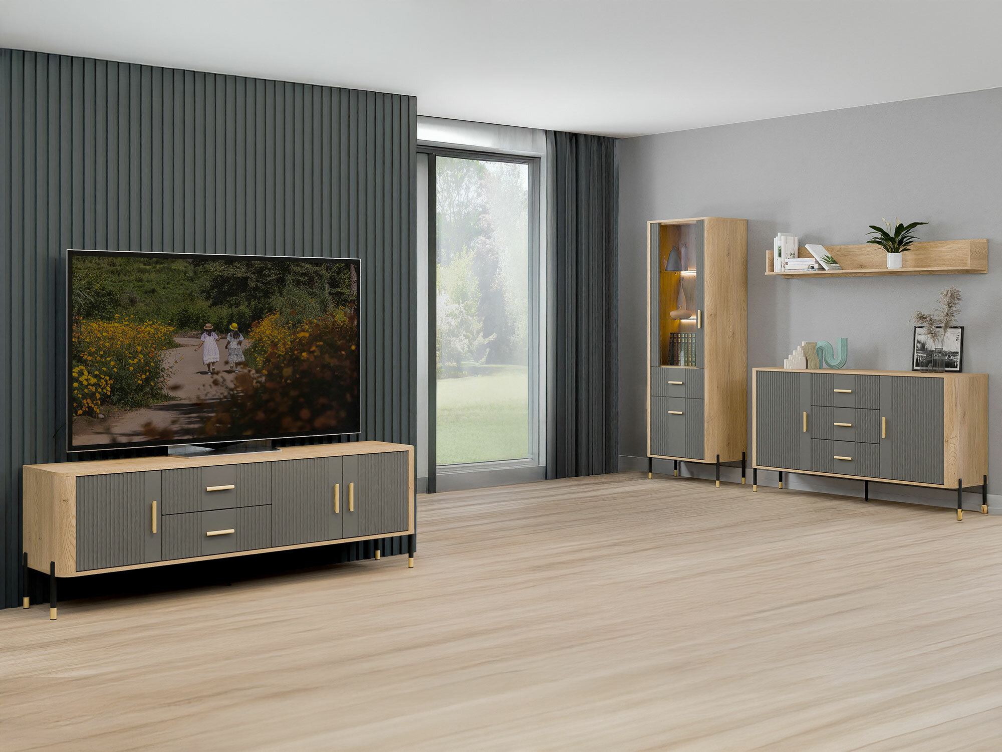 Ensemble de salon Flosora 148 (Gris)