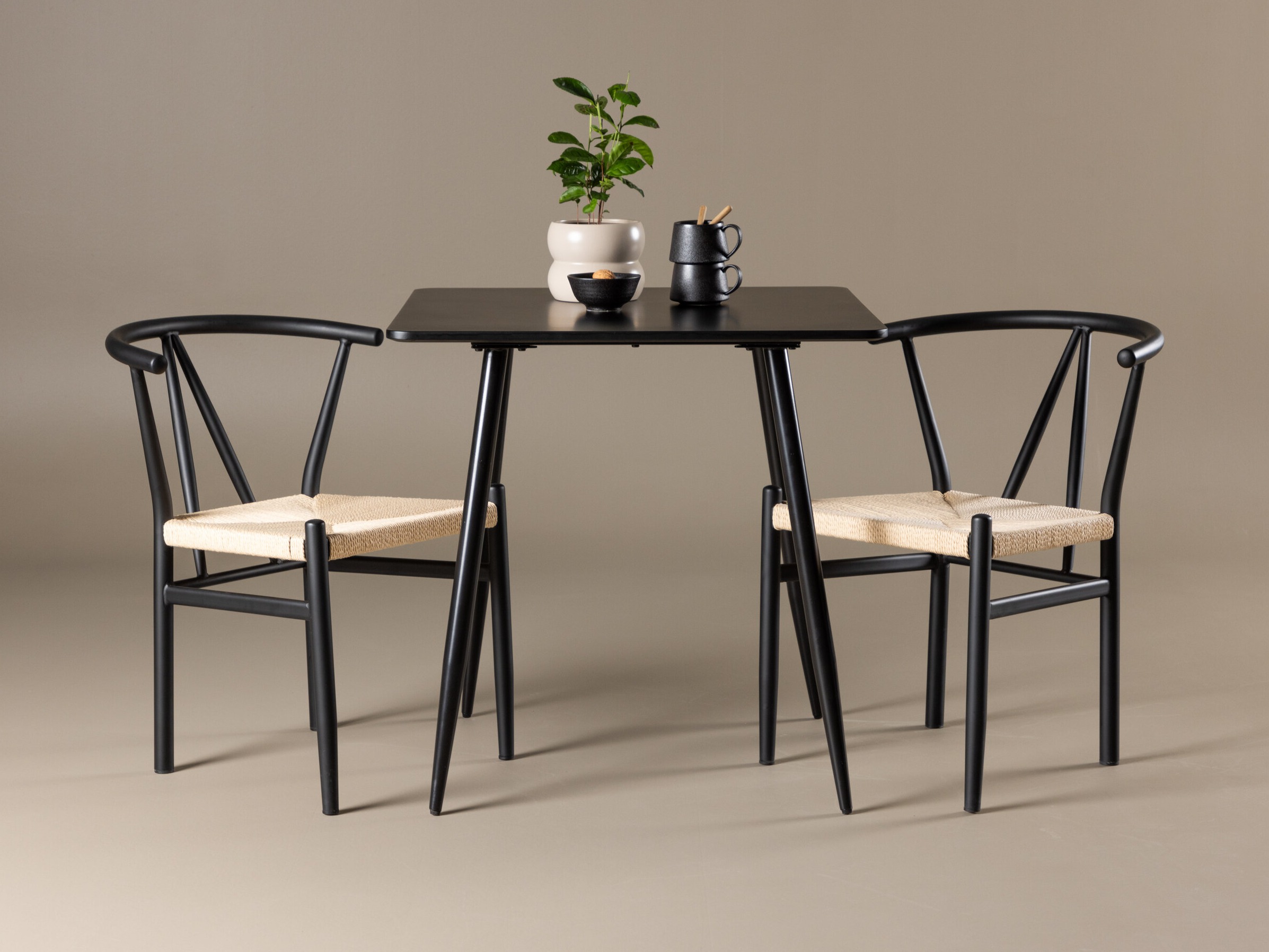 Salle à manger complète Dallas 4920 (Noir + Brun clair)