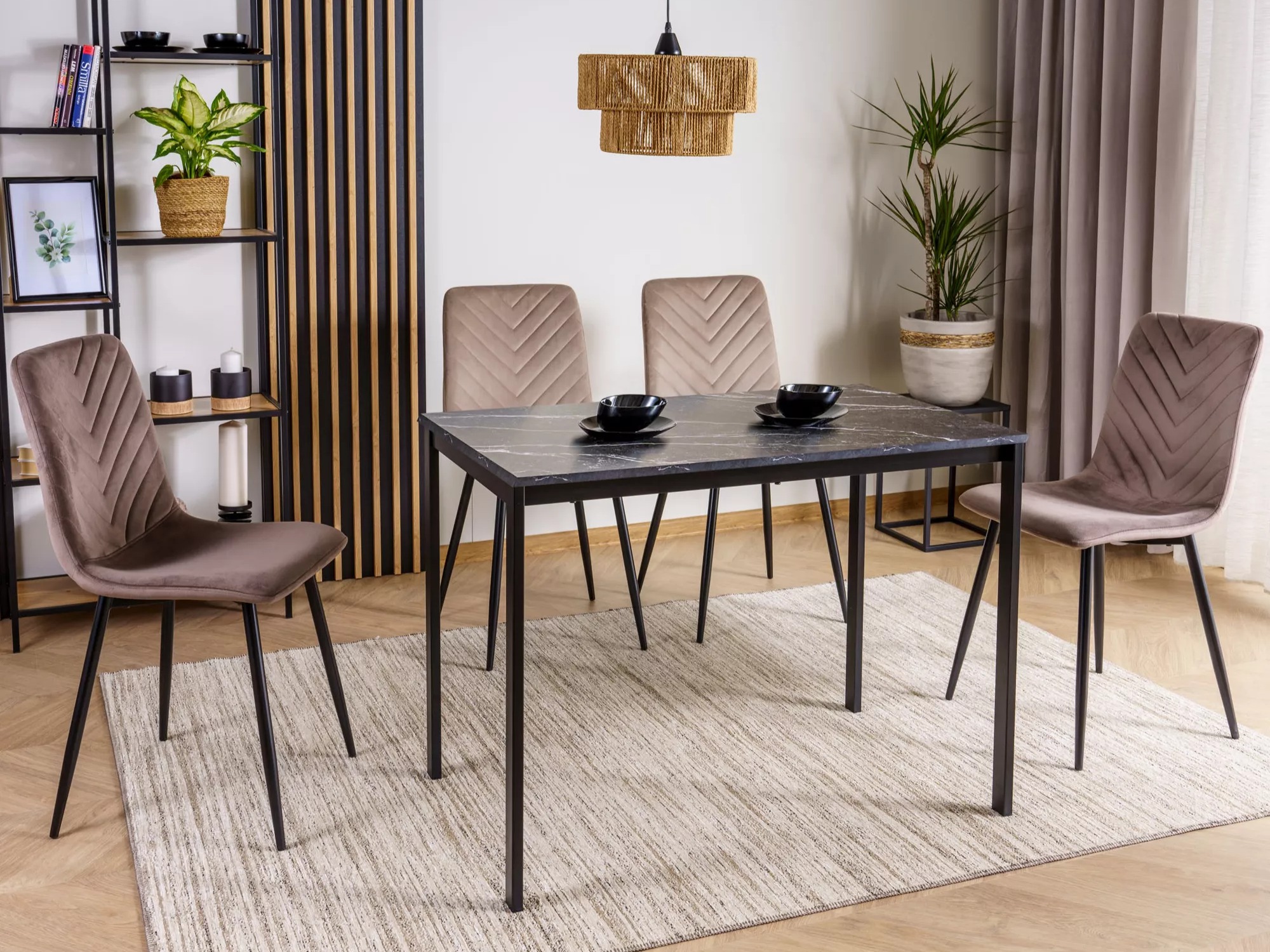 Table Detroit 861 (Marbre noir + Noir)