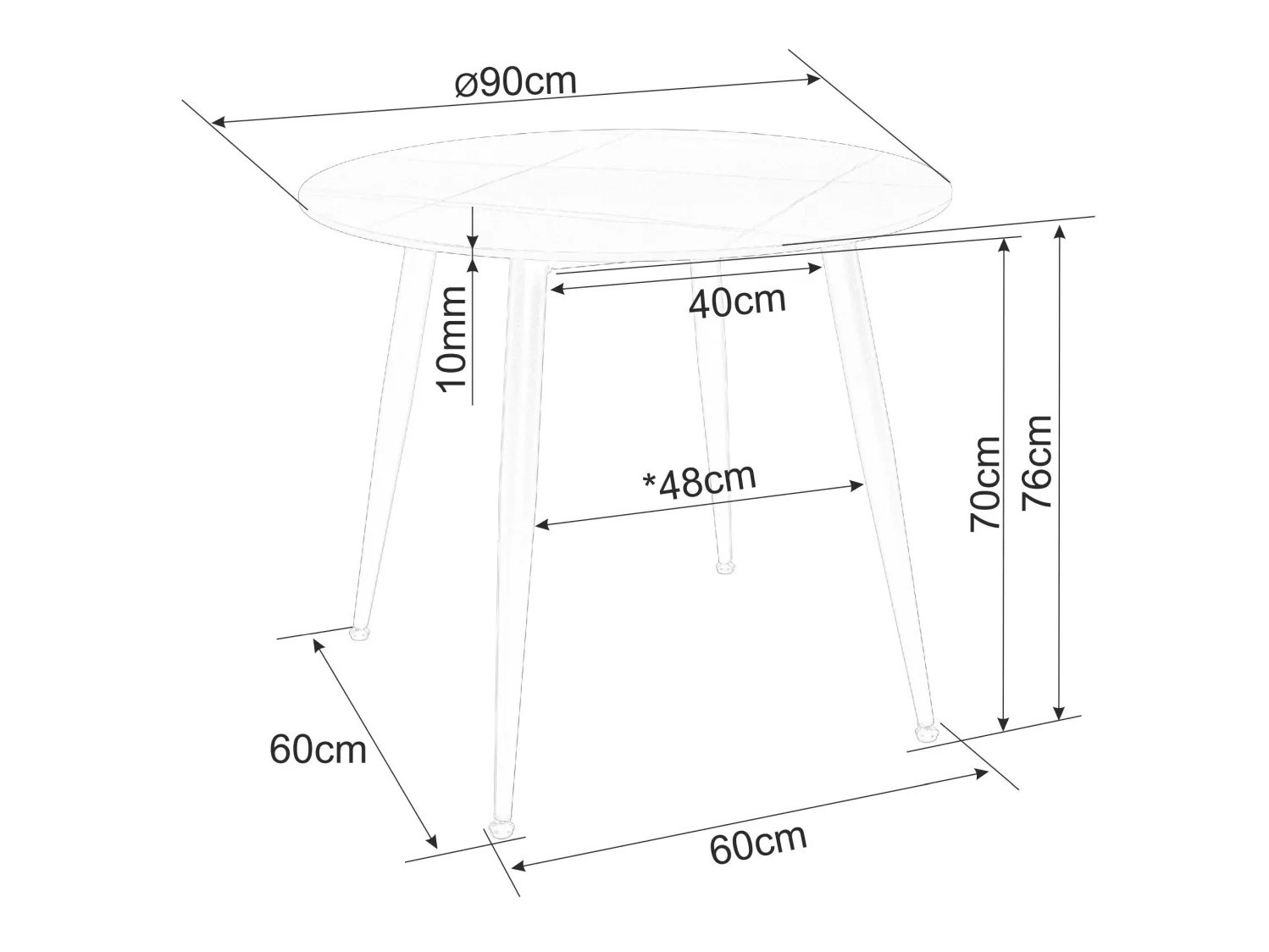 Table Detroit 871 (Marbre noir + Noir)