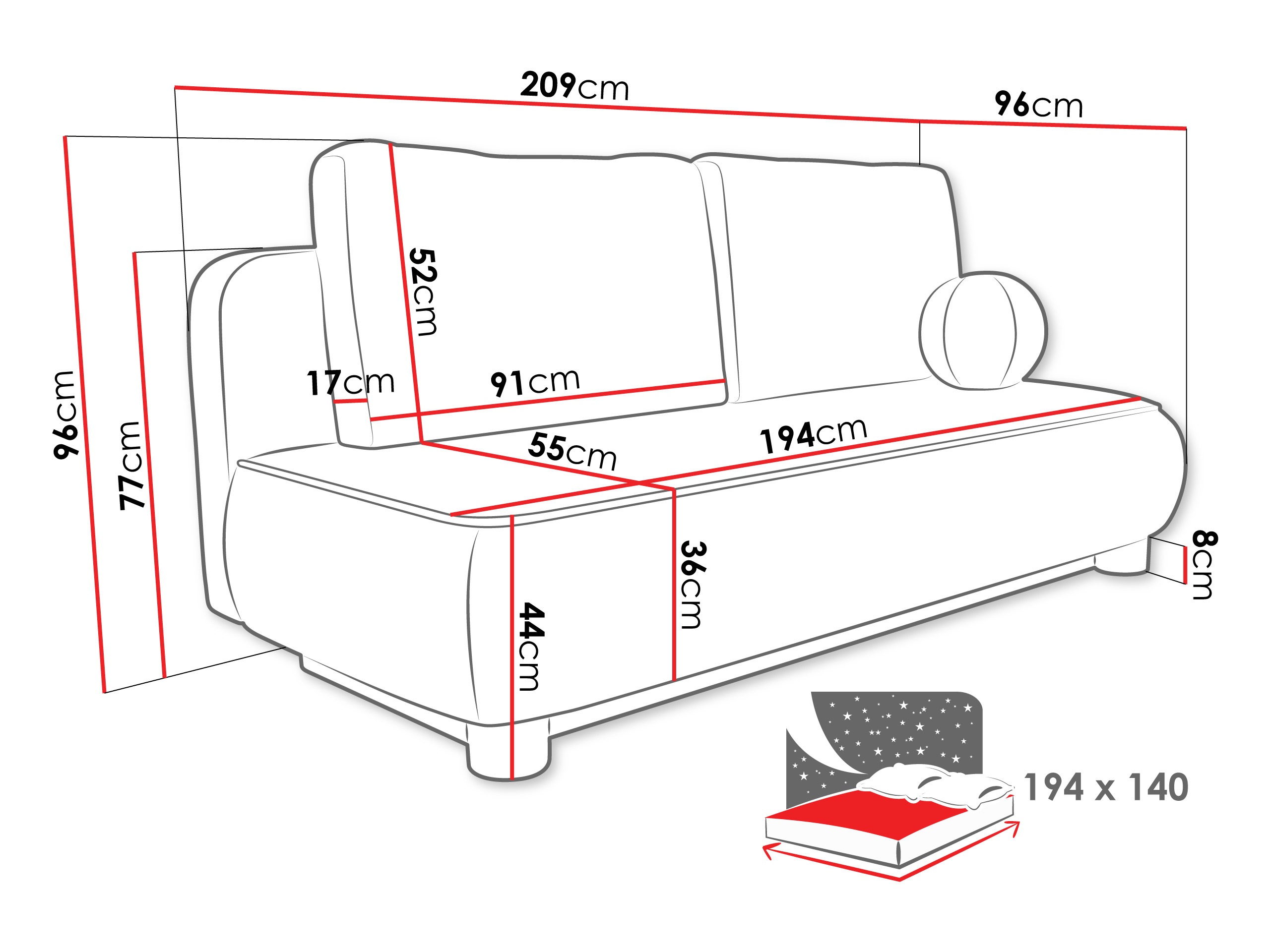 Canapé convertible TrendyNest Canora (Coral 45)