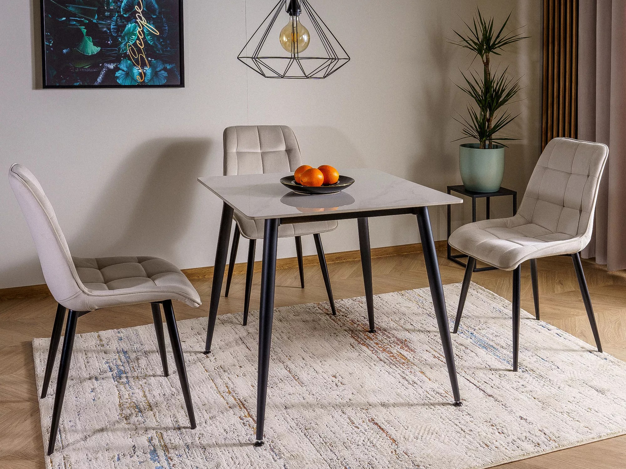 Table Detroit 876 (Marbre blanc + Noir)