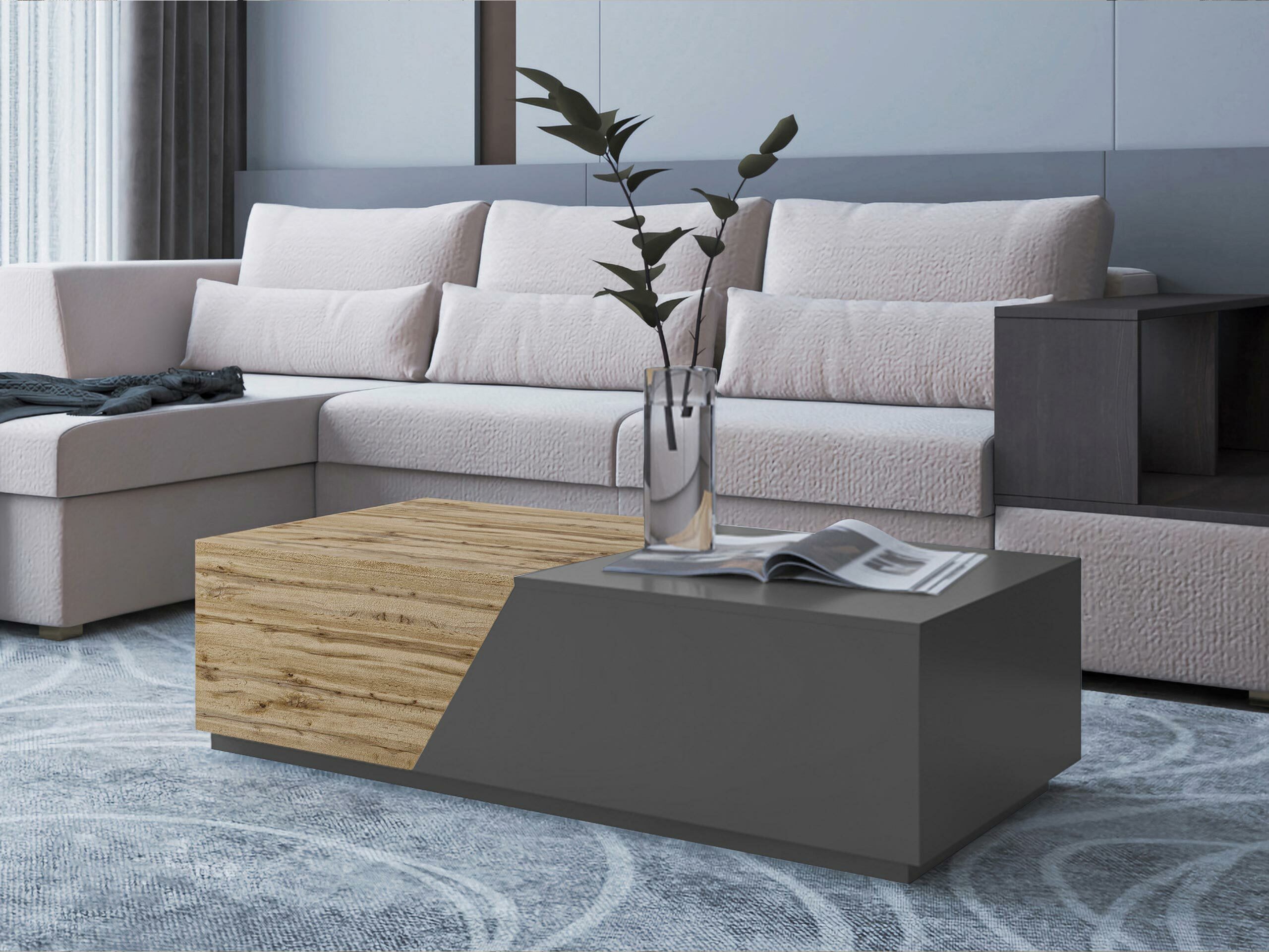 Table basse Comfivo Daldune (Anthracite + Chêne wotan)
