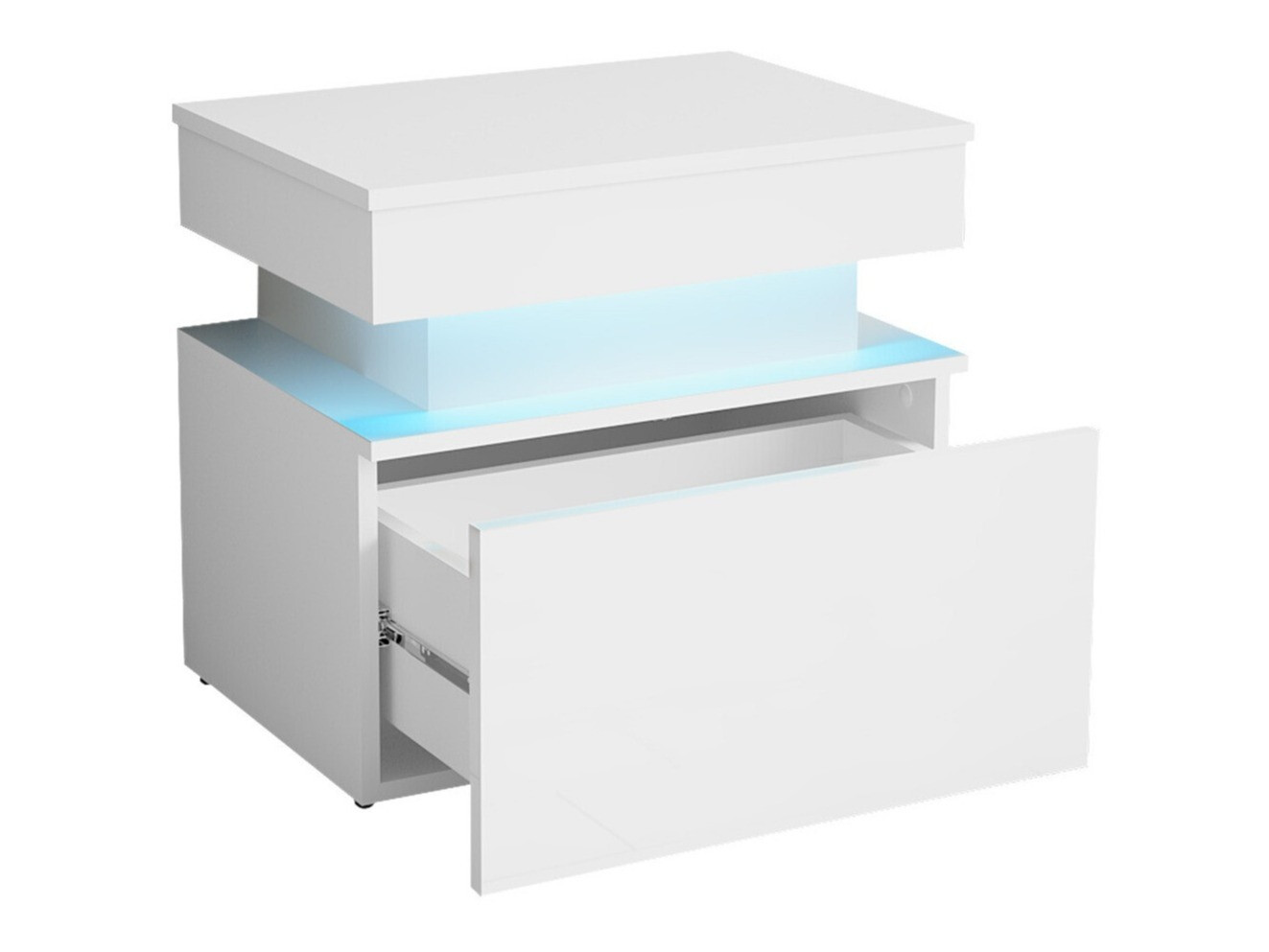 Table de chevet Monfero (Blanc + Blanc brillant)