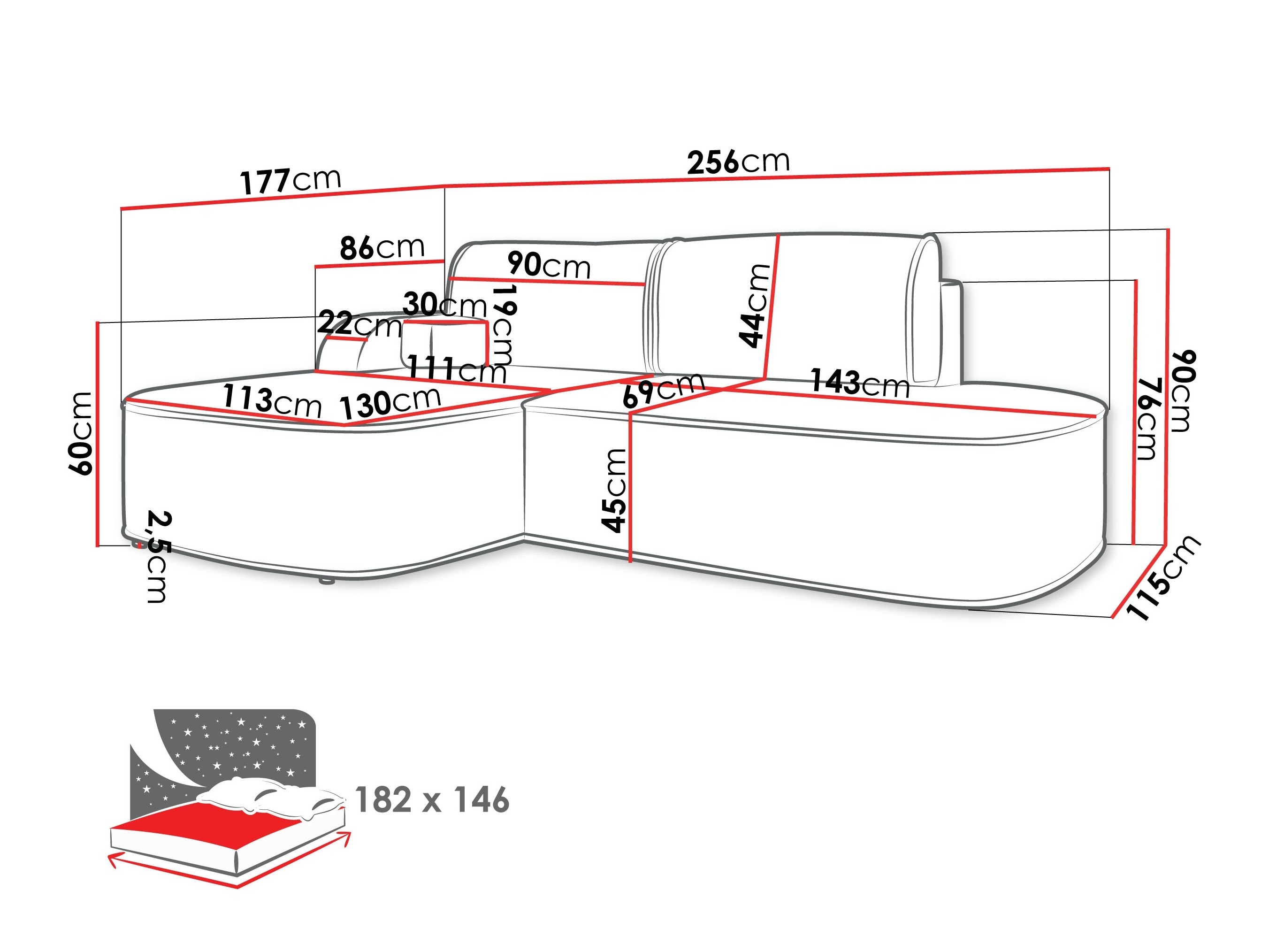 Canapé d'angle Comfivo Sensus (Coral 65)