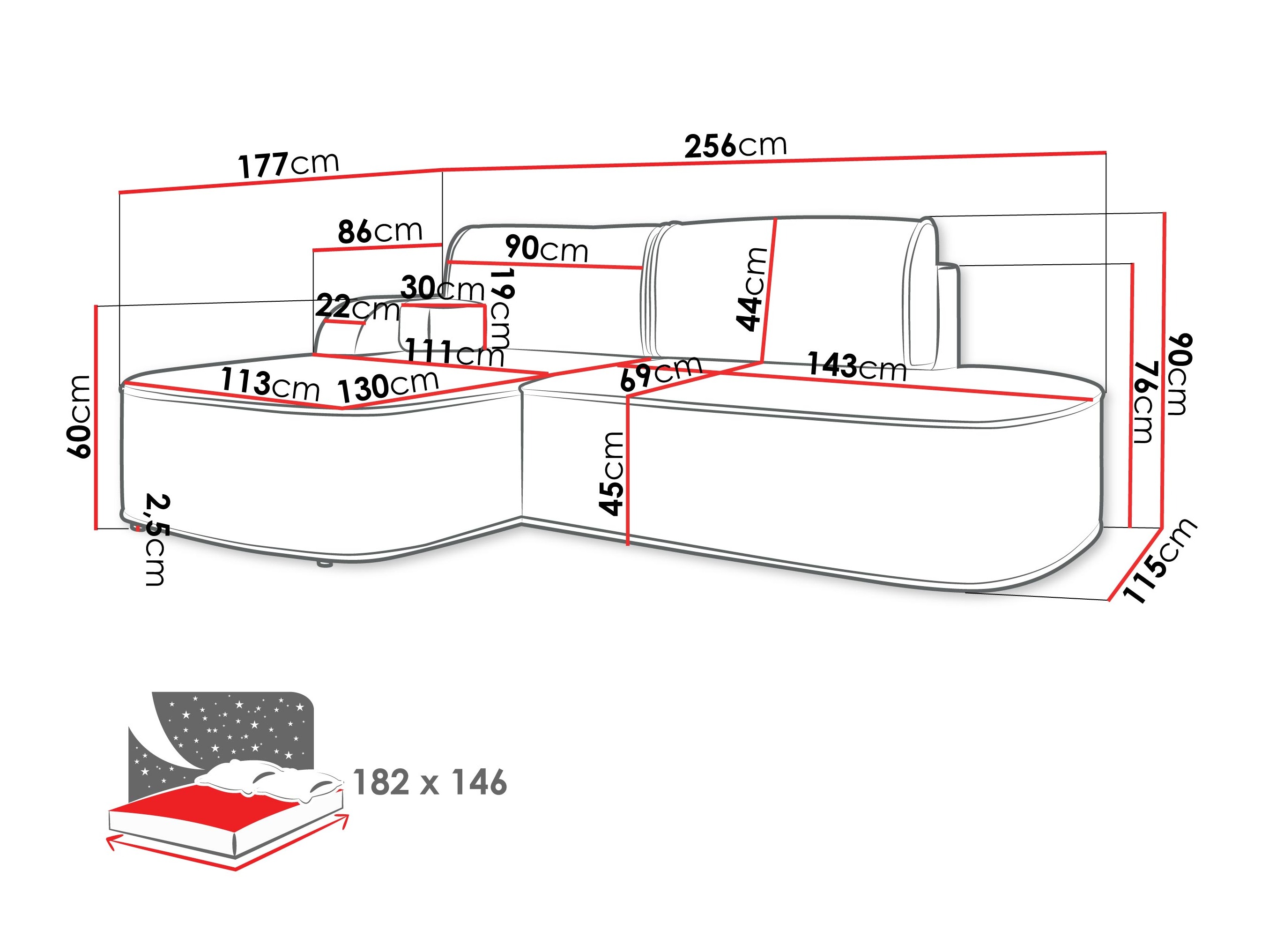 Canapé d'angle Comfivo Sensus (Coral 75)