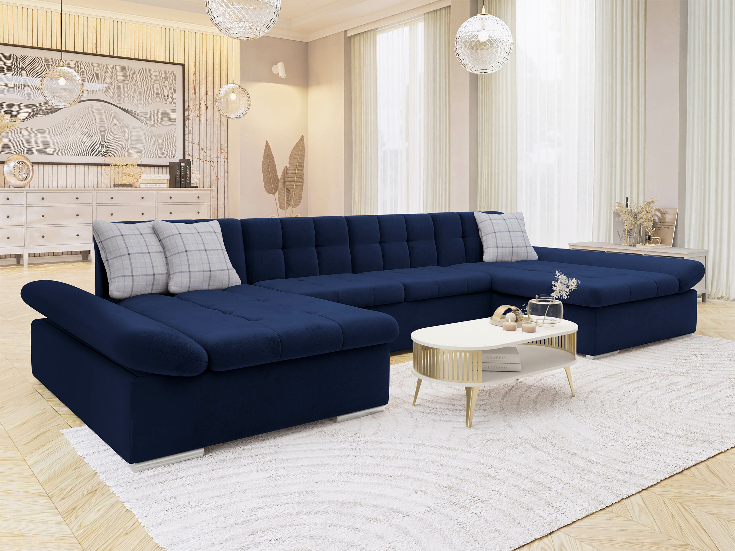 Canapé d'angle Comfivo Ficus (Magic Velvet 2216 + Senegal 818)