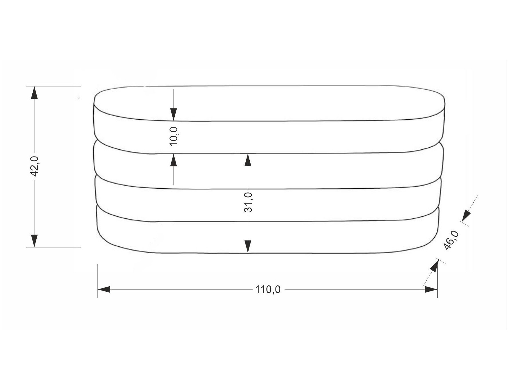 Banc rembourré Houston 2054 (Gris)