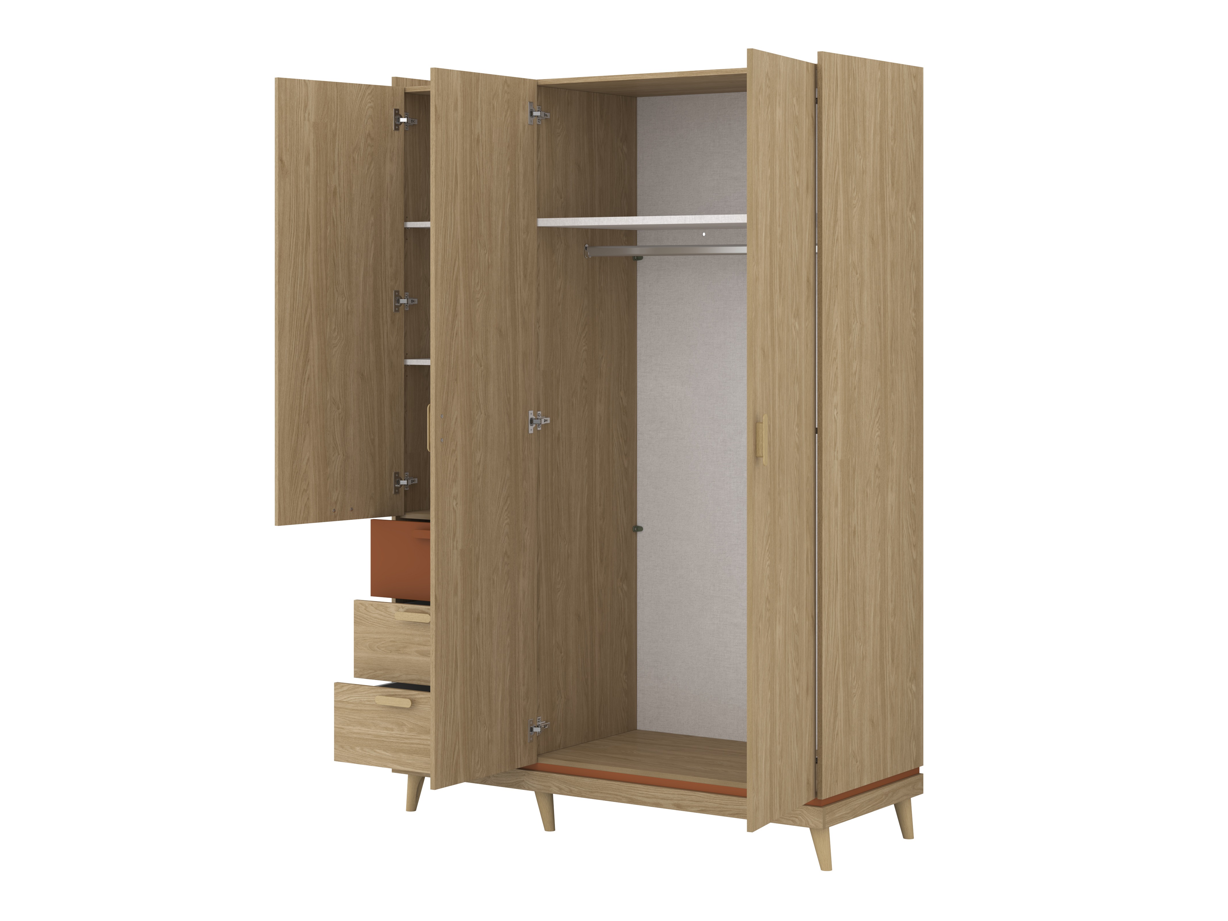 Armoire Fertalu 100 (Chêne + Orange)