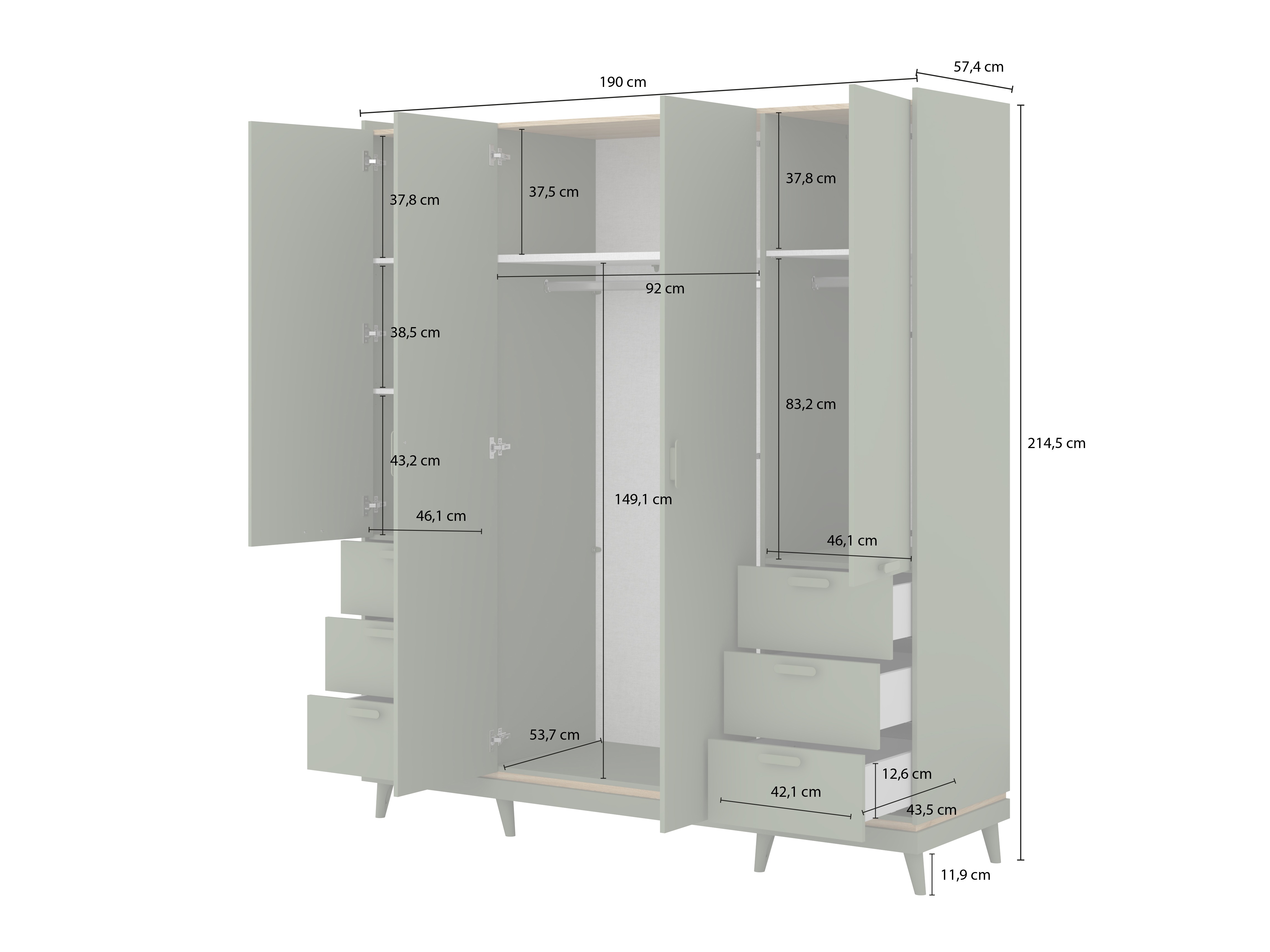 Armoire Fertalu 101 (Vert + Chêne)