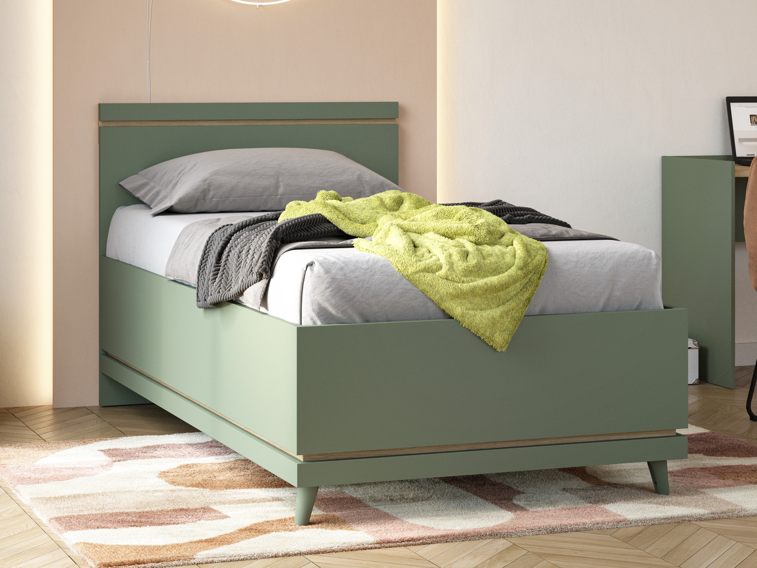 Lit Fertalu 107 (Vert + Chêne)