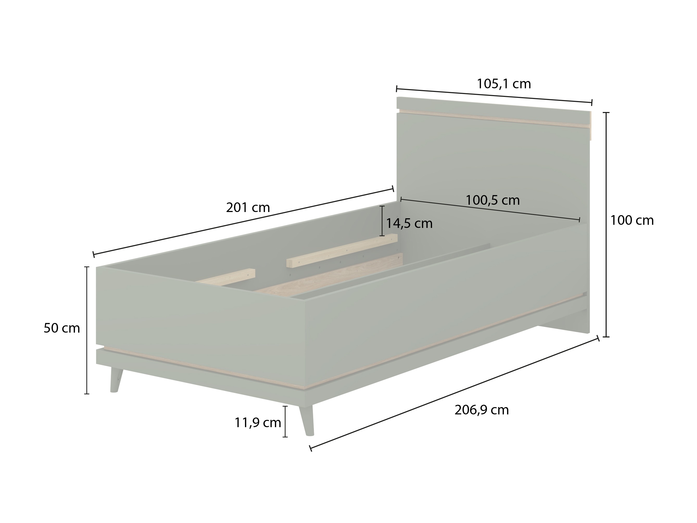 Lit Fertalu 107 (Vert + Chêne)