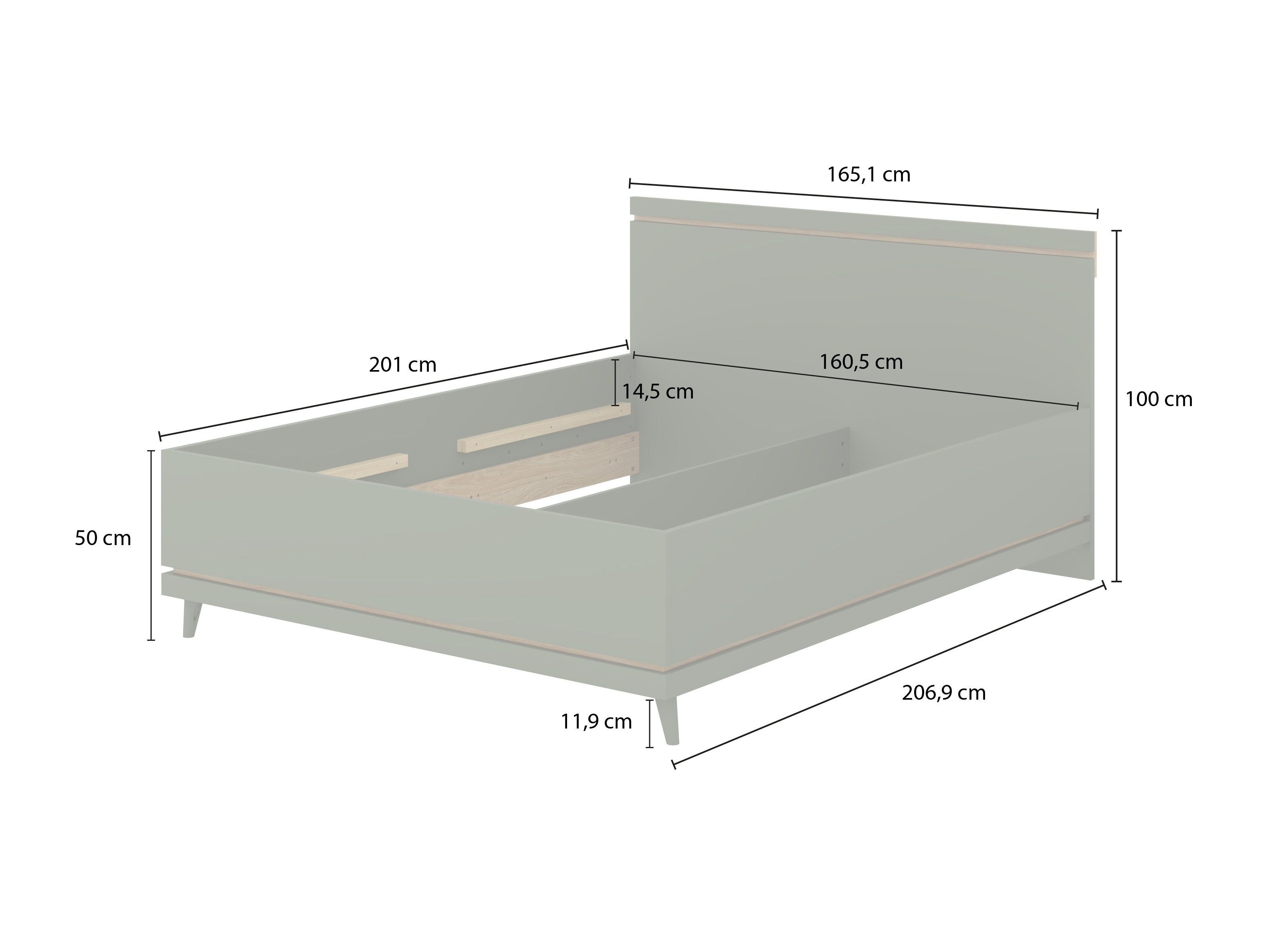 Lit Fertalu 107 (Vert + Chêne)