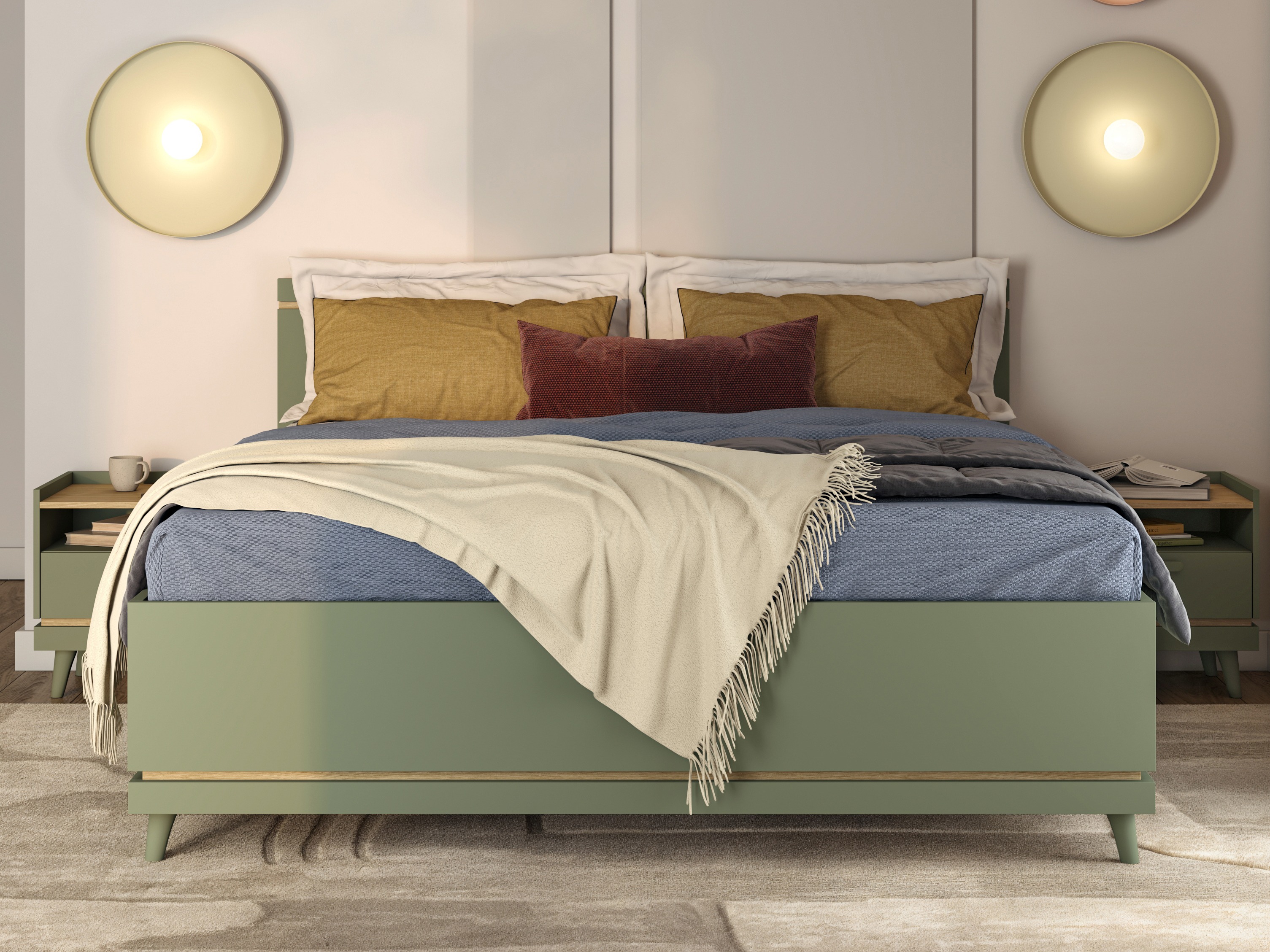 Lit Fertalu 107 (Vert + Chêne)