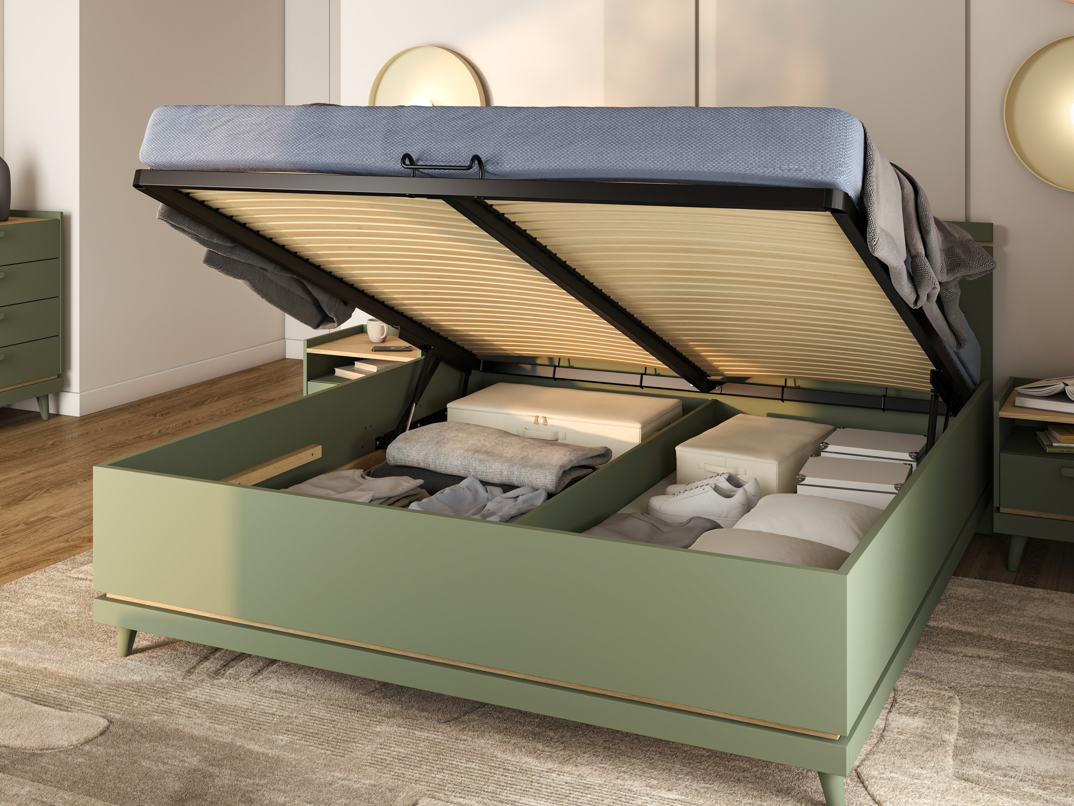 Lit Fertalu 107 (Vert + Chêne)