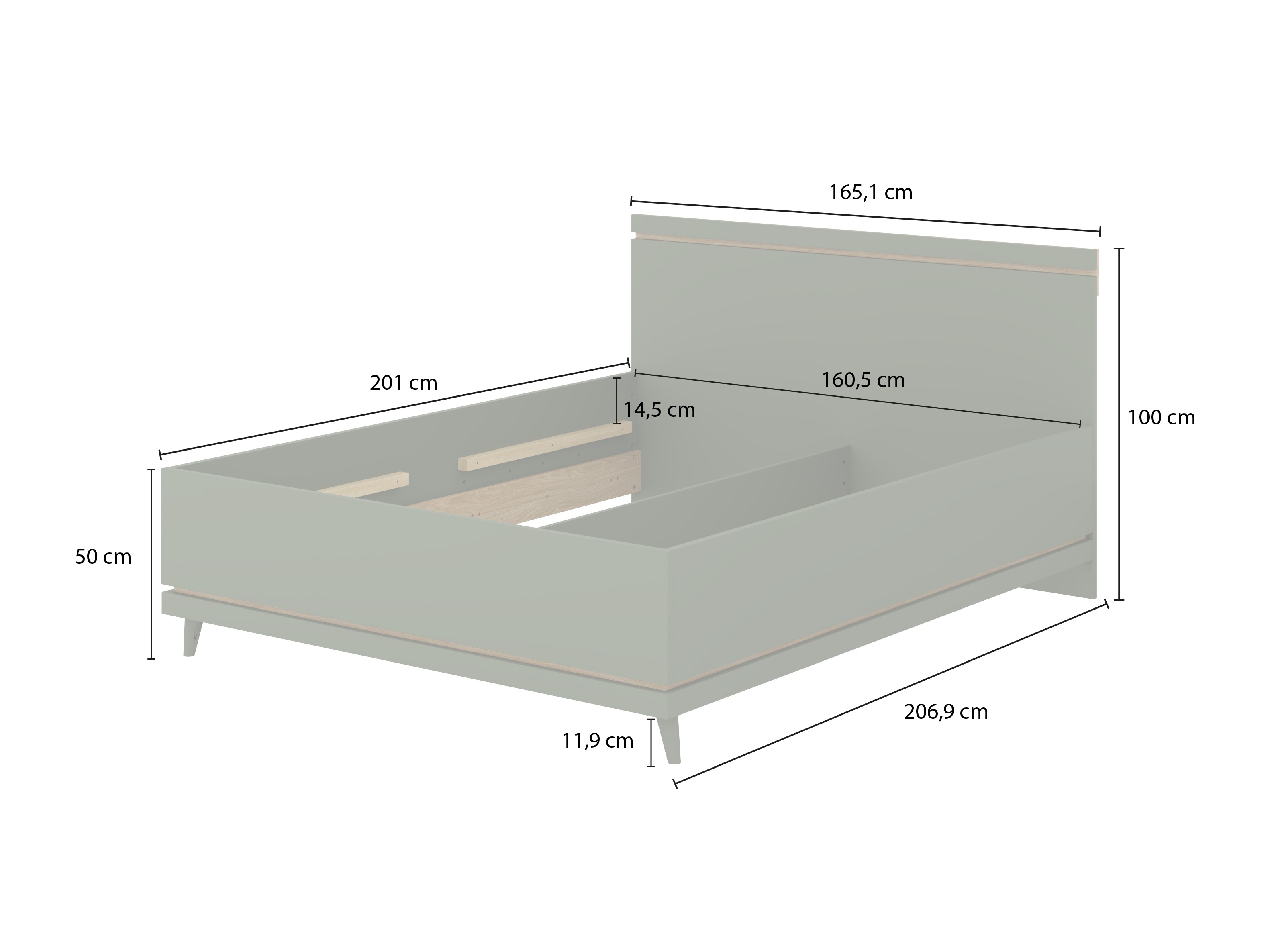 Lit Fertalu 107 (Vert + Chêne)