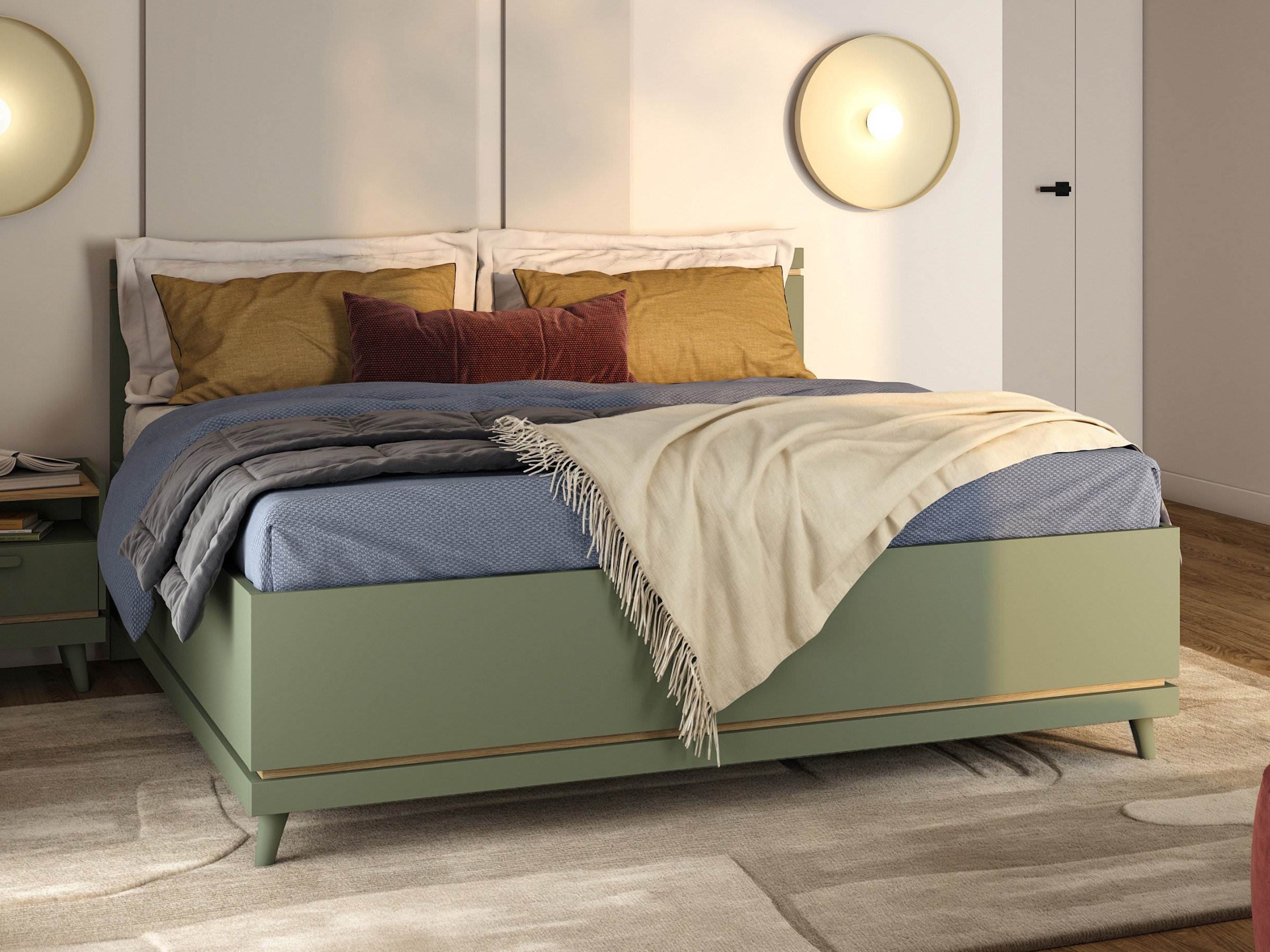 Lit Fertalu 107 (Vert + Chêne)