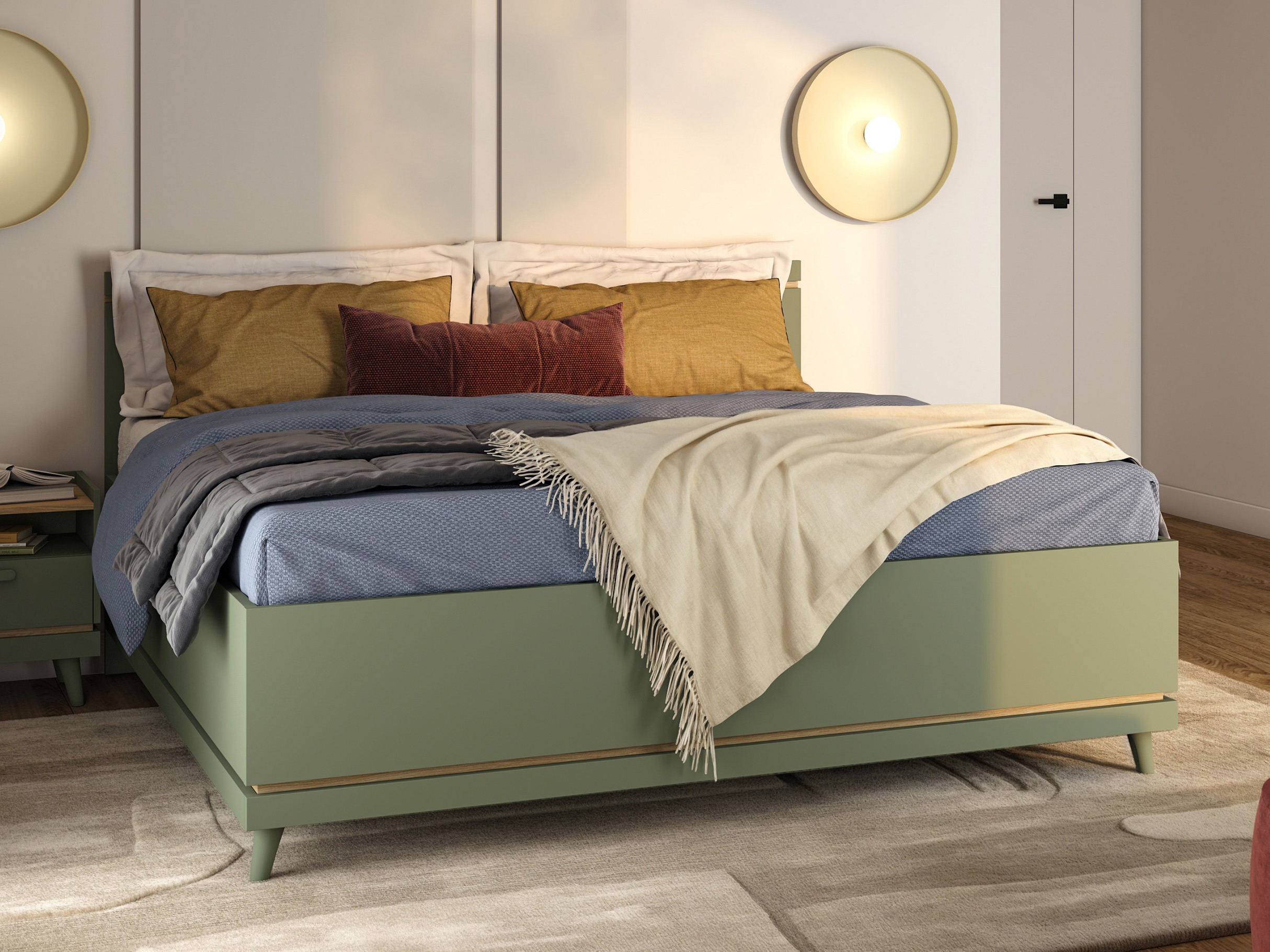 Lit Fertalu 107 (Vert + Chêne)