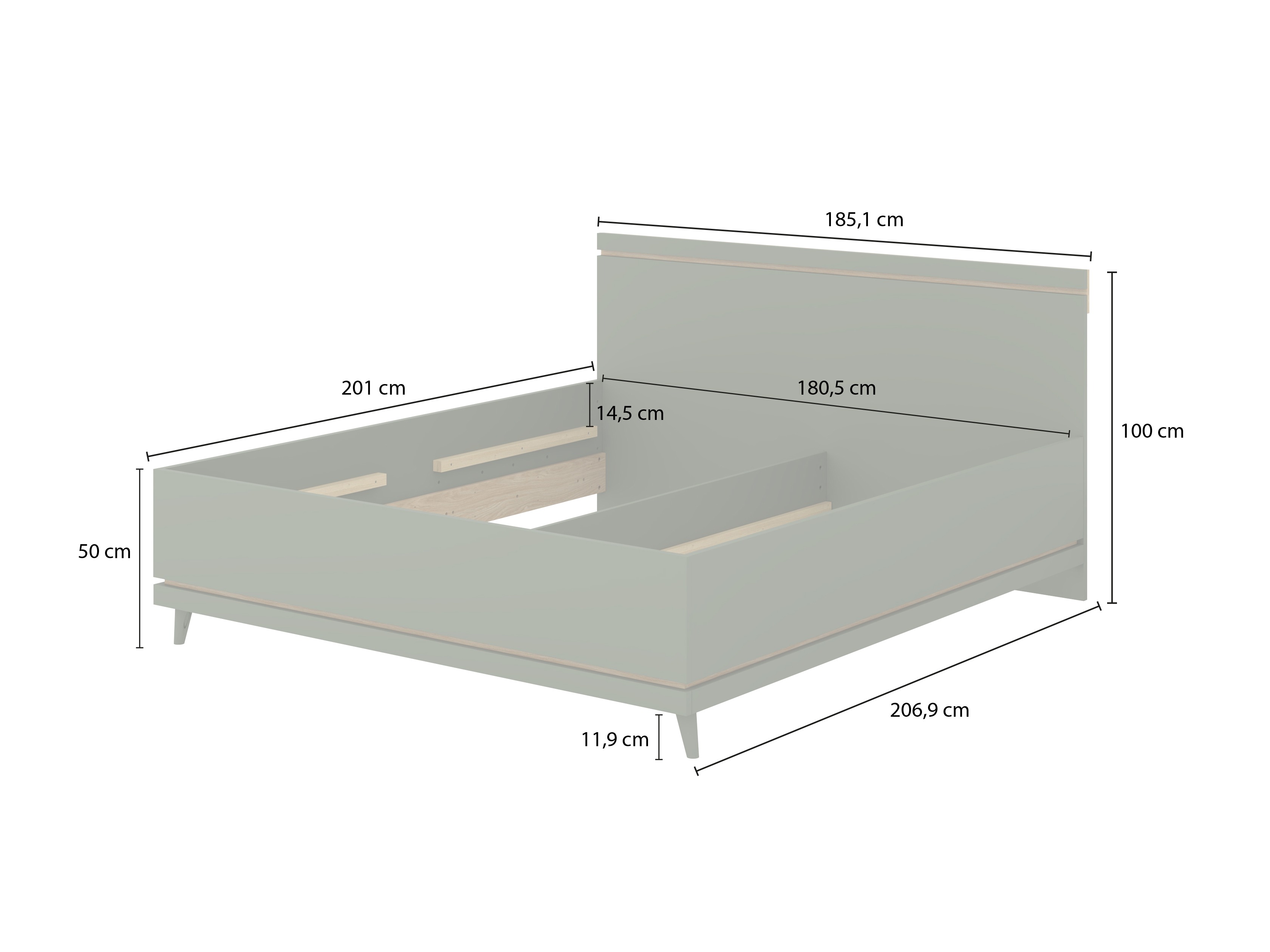 Lit Fertalu 107 (Vert + Chêne)