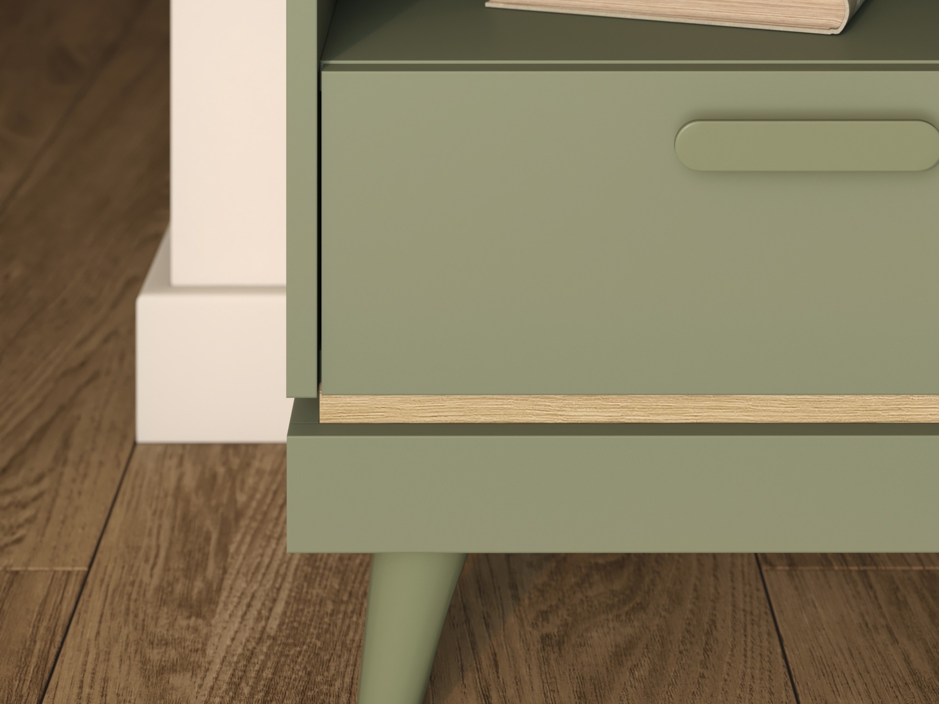 Table de chevet Fertalu 102 (Vert + Chêne)