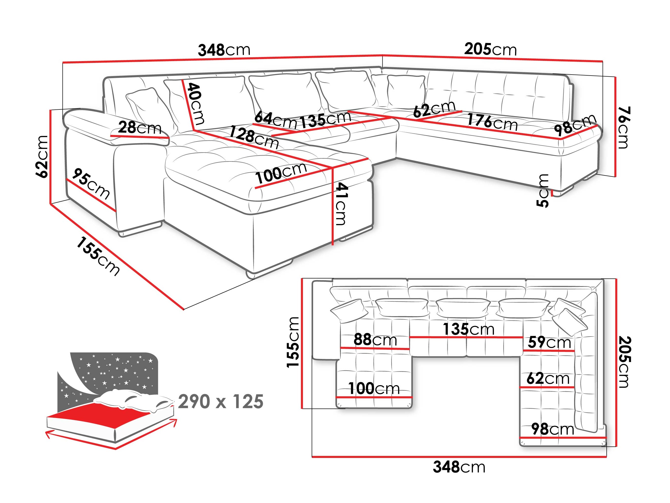 Canapé d'angle Comfivo Gemma VI (Maya 09 + Corbett 78)
