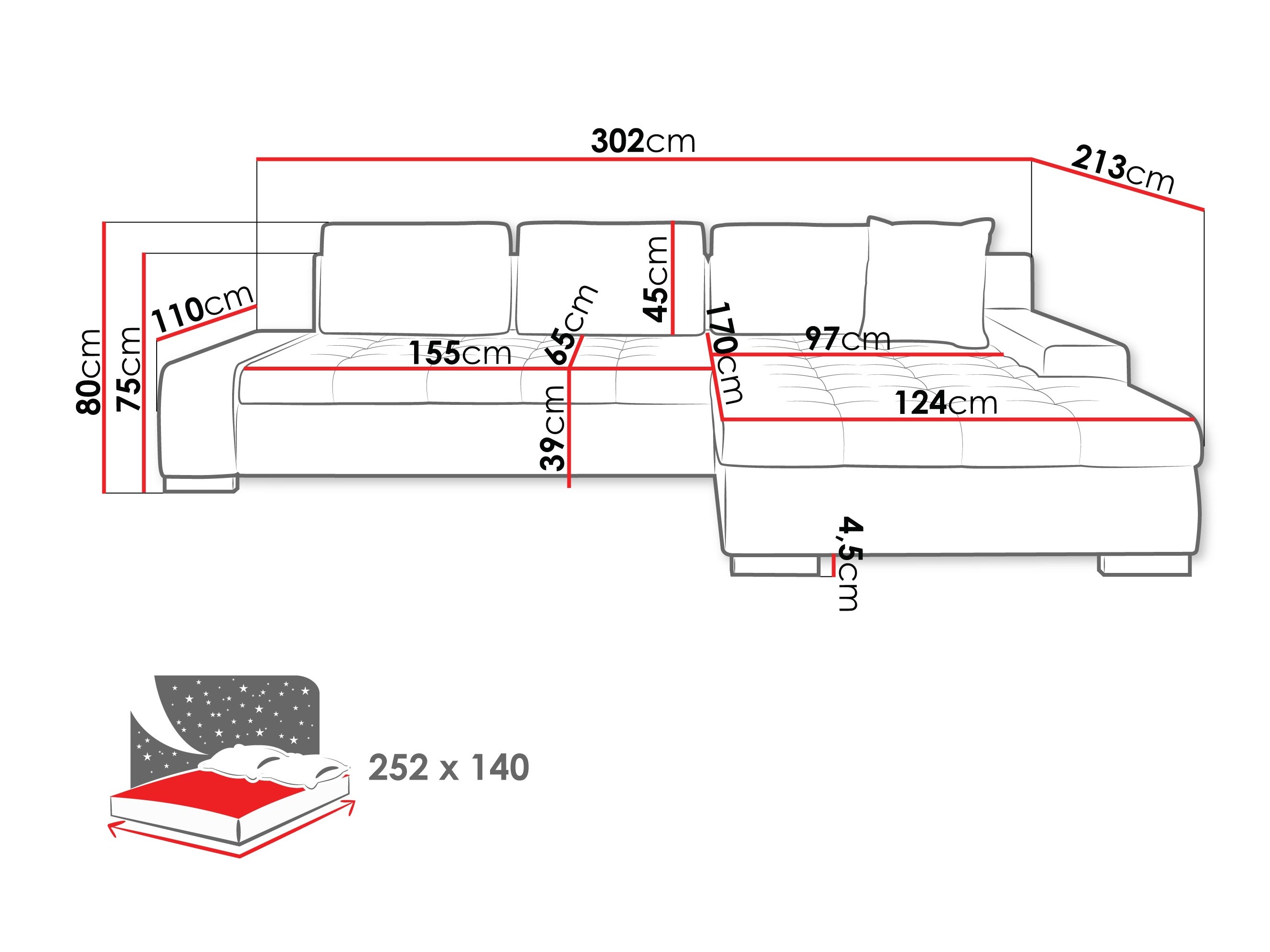 Canapé d'angle Comfivo Nitor II (Piano 26 + Mokka 82)