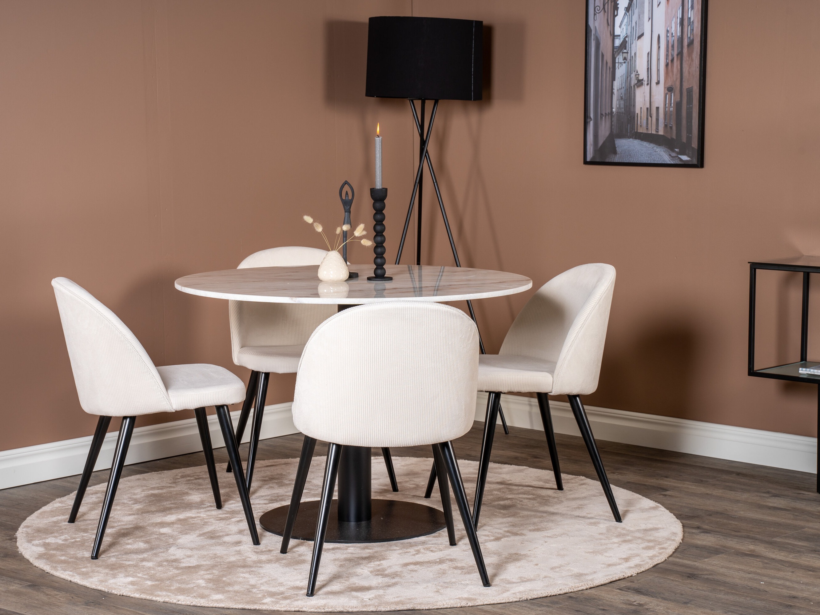 Salle à manger complète Dallas 1297 (Beige + Noir)
