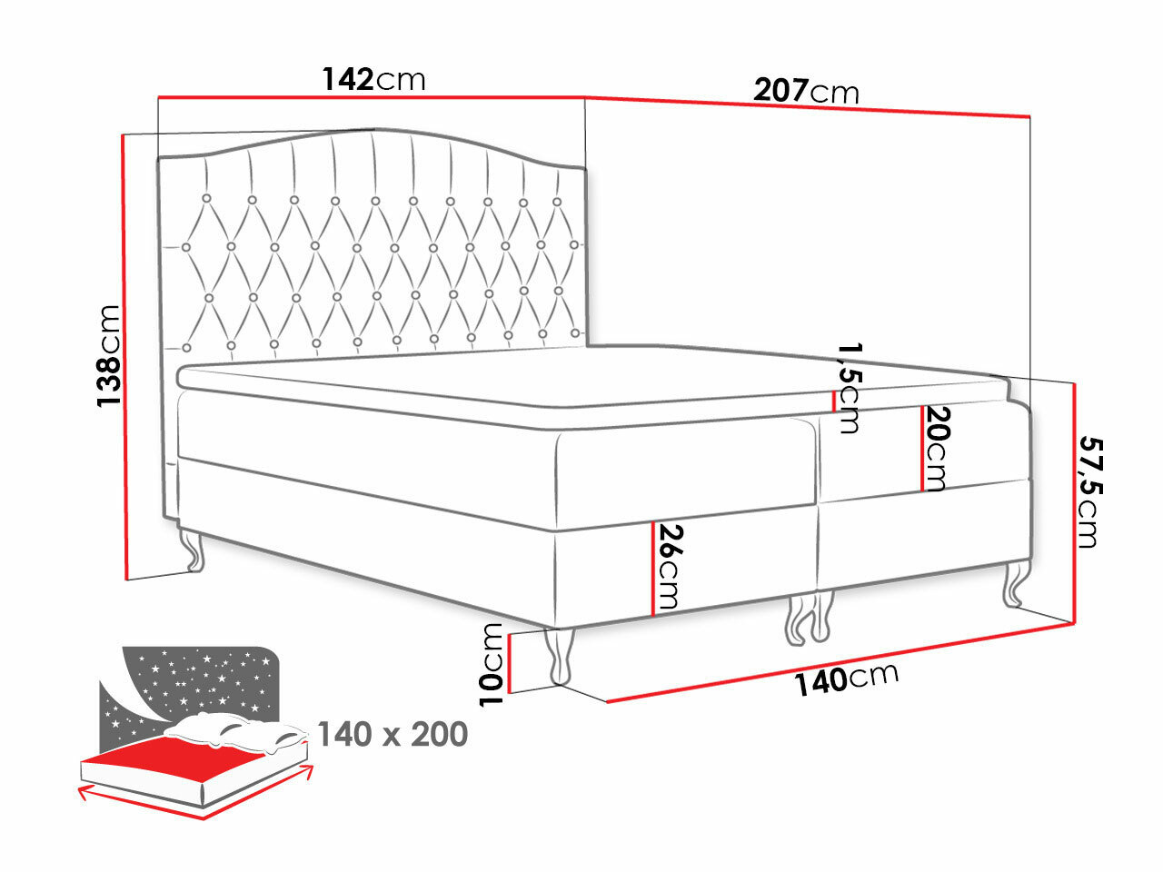 Lit boxspring Urbs (Kronos 04)