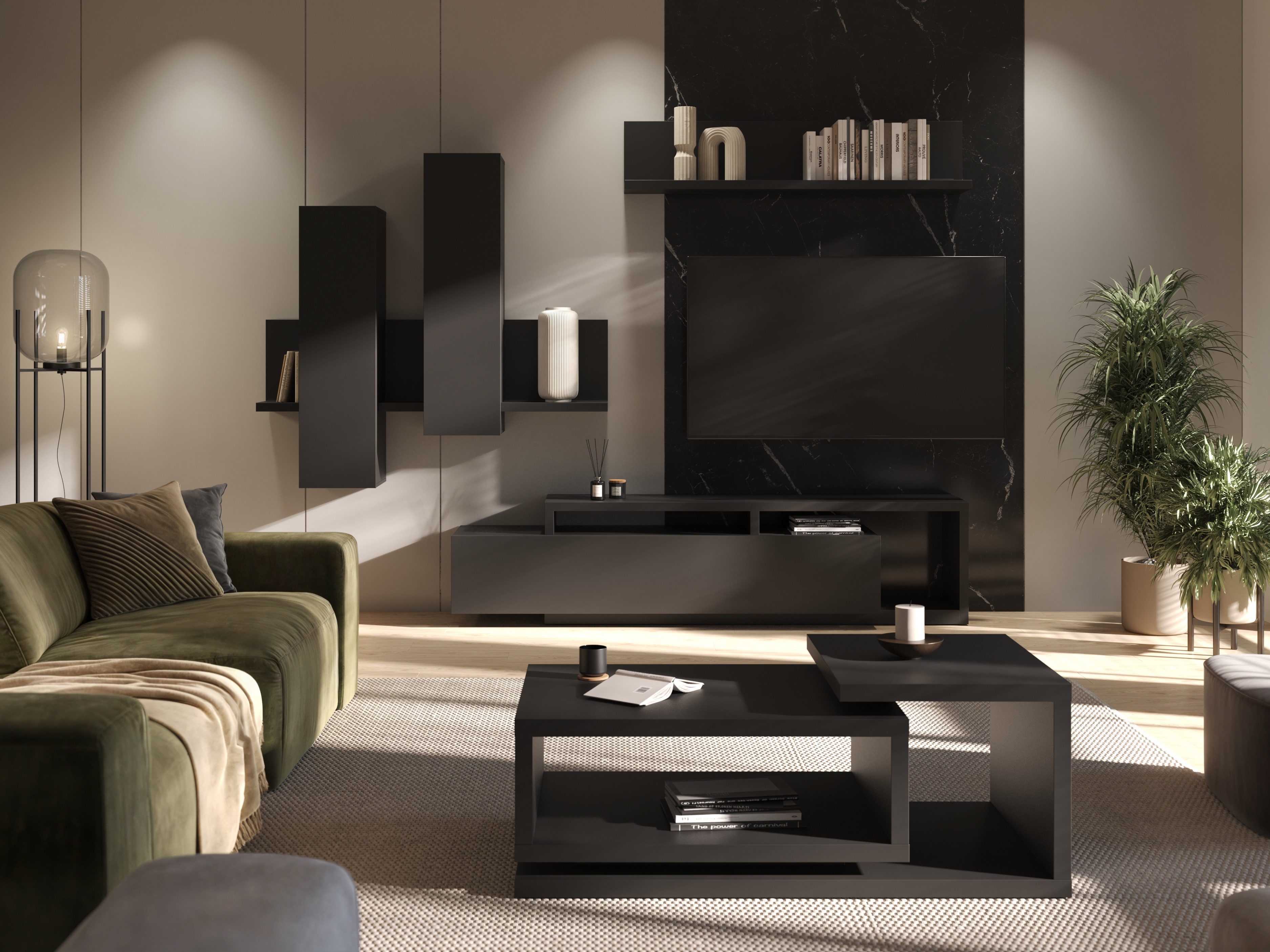 Armoire murale Lutiva 101 (Noir mat)