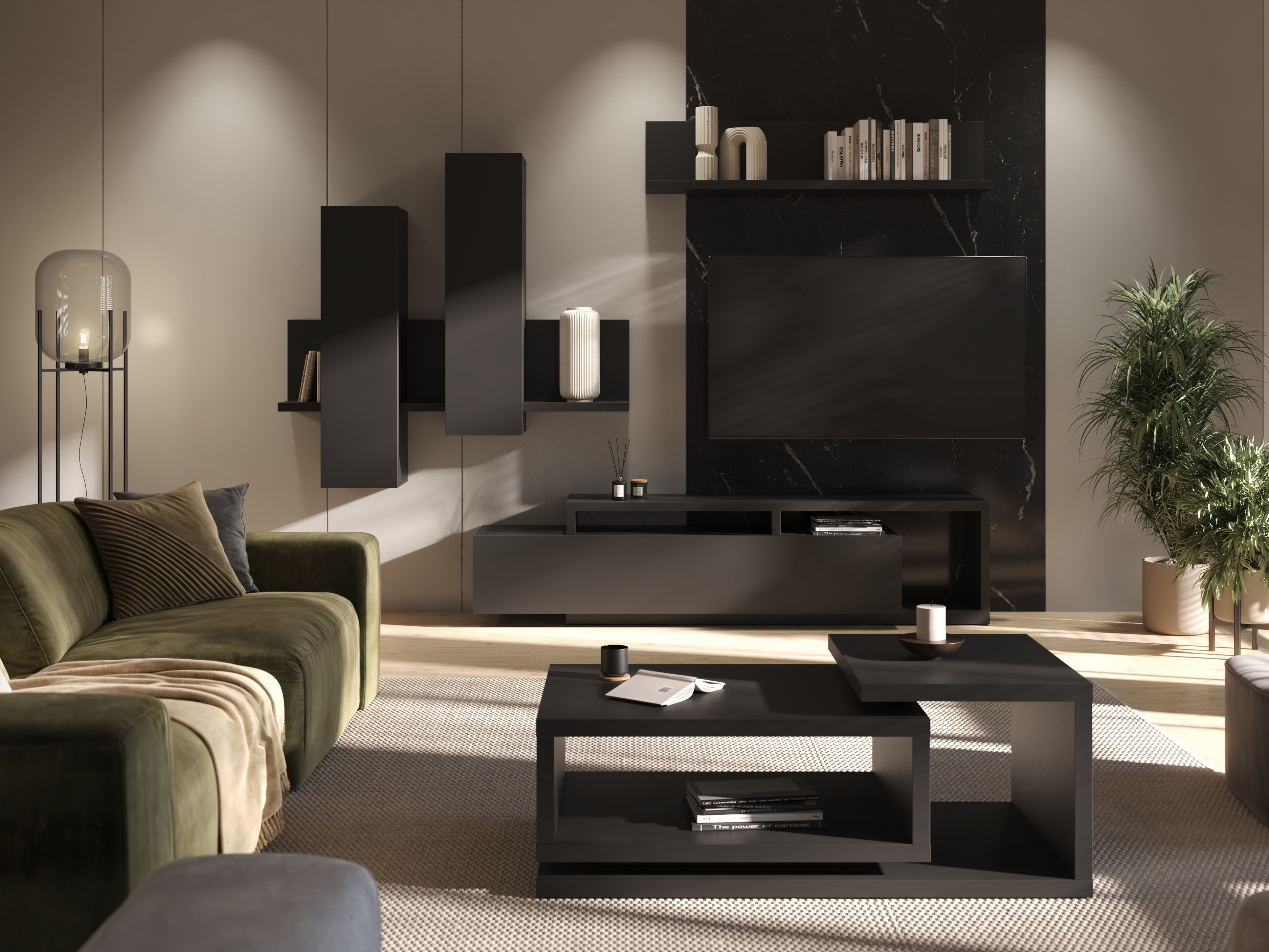 Meuble TV Lutiva 103 (Noir mat)