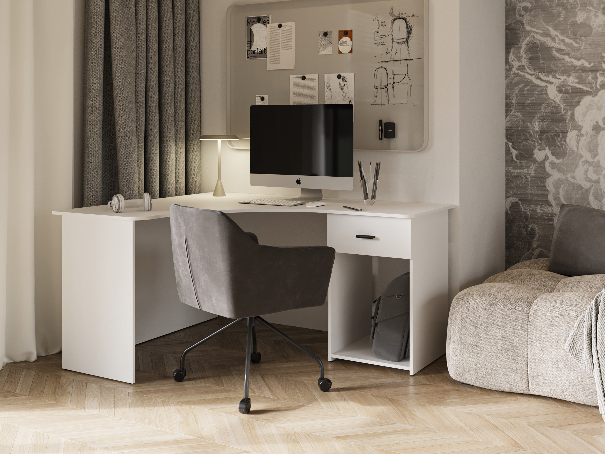 Bureau d'angle Austin 303 (Blanc)