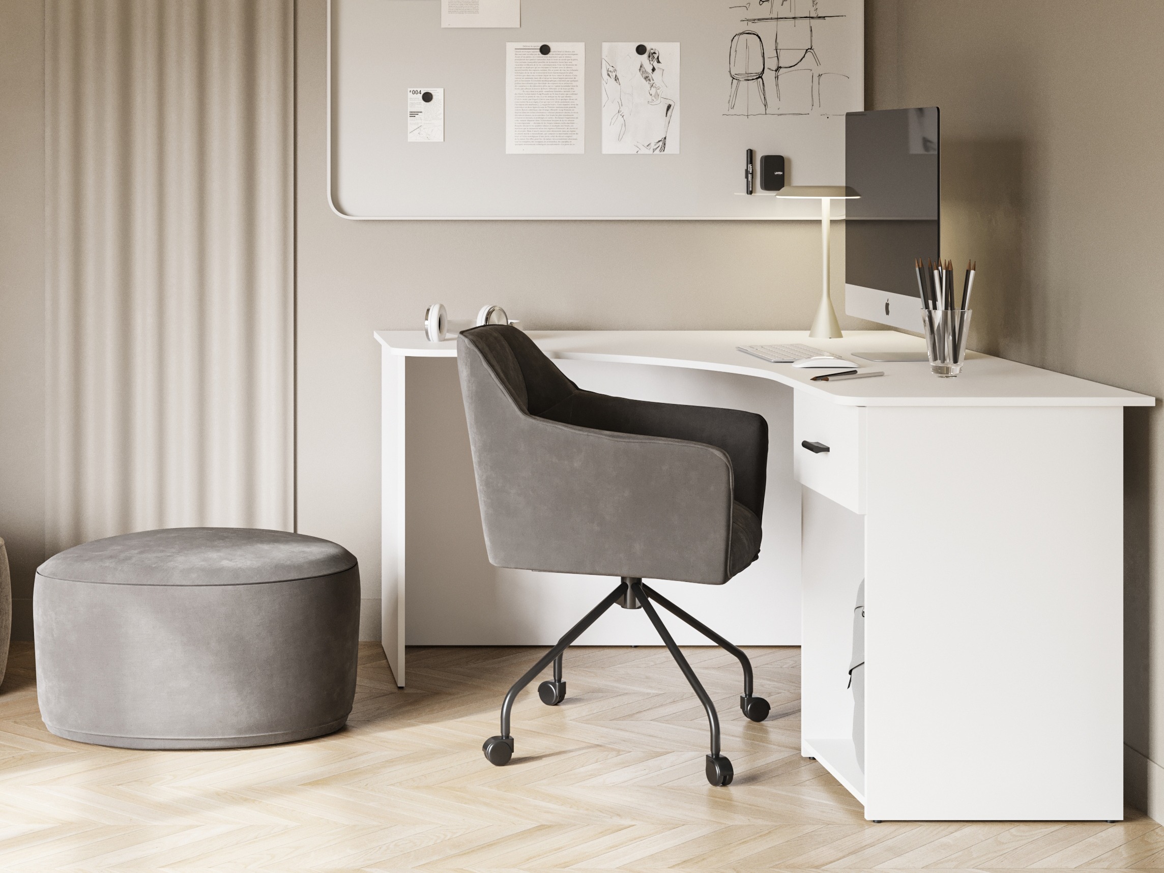 Bureau d'angle Austin 303 (Blanc)