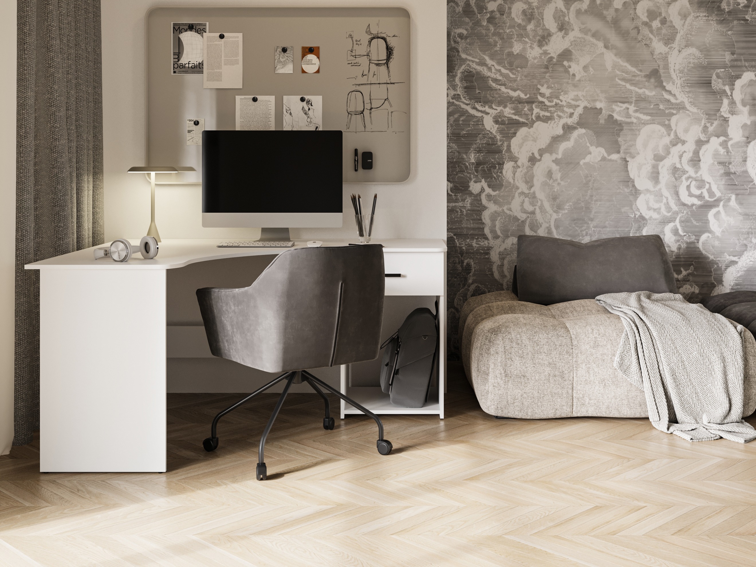 Bureau d'angle Austin 303 (Blanc)