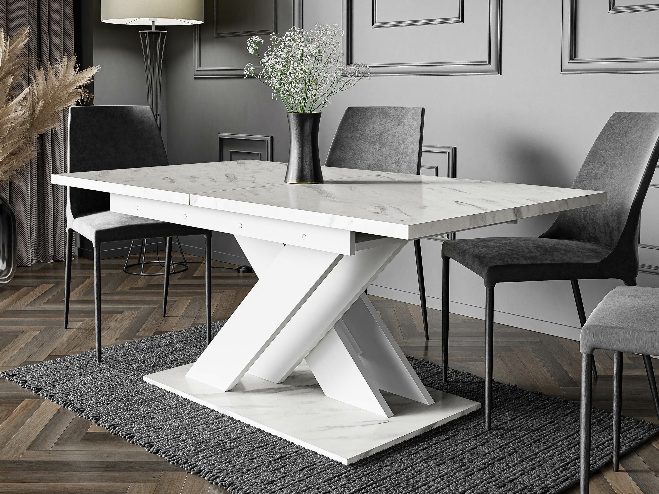 Table Decium (Marbre blanc + Blanc)